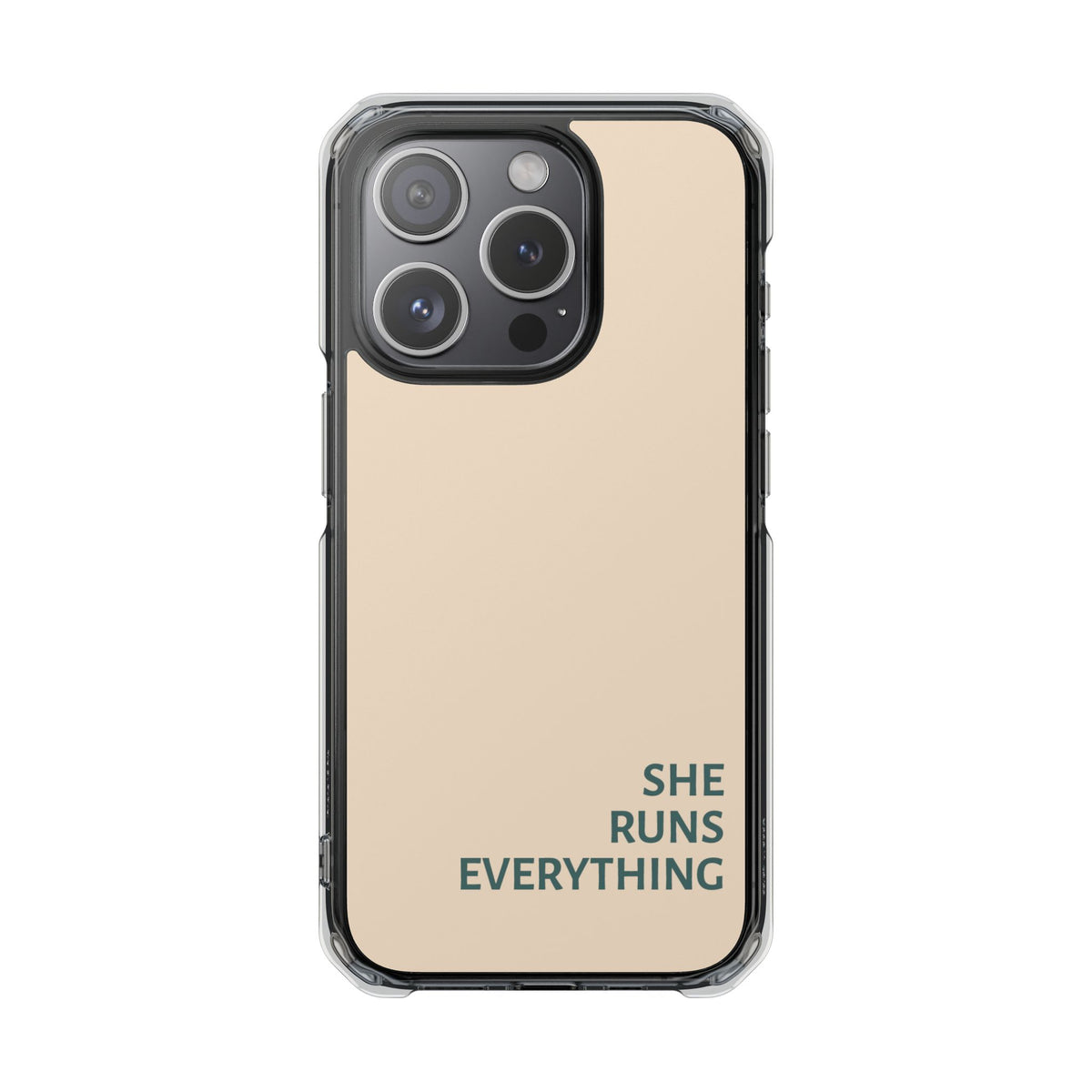 SHE RUNS EVERYTHING Peach Phone Case, iPhone 14 15 16 17