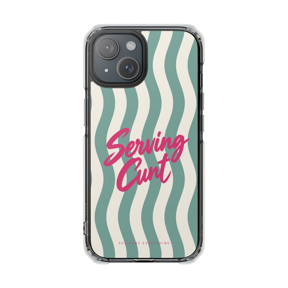 Serving Cunt Phone Case, Pink Script iPhone Case, MagSafe Compatible Impact Case, Funny Gift for Her, iPhone 14 15 16 17