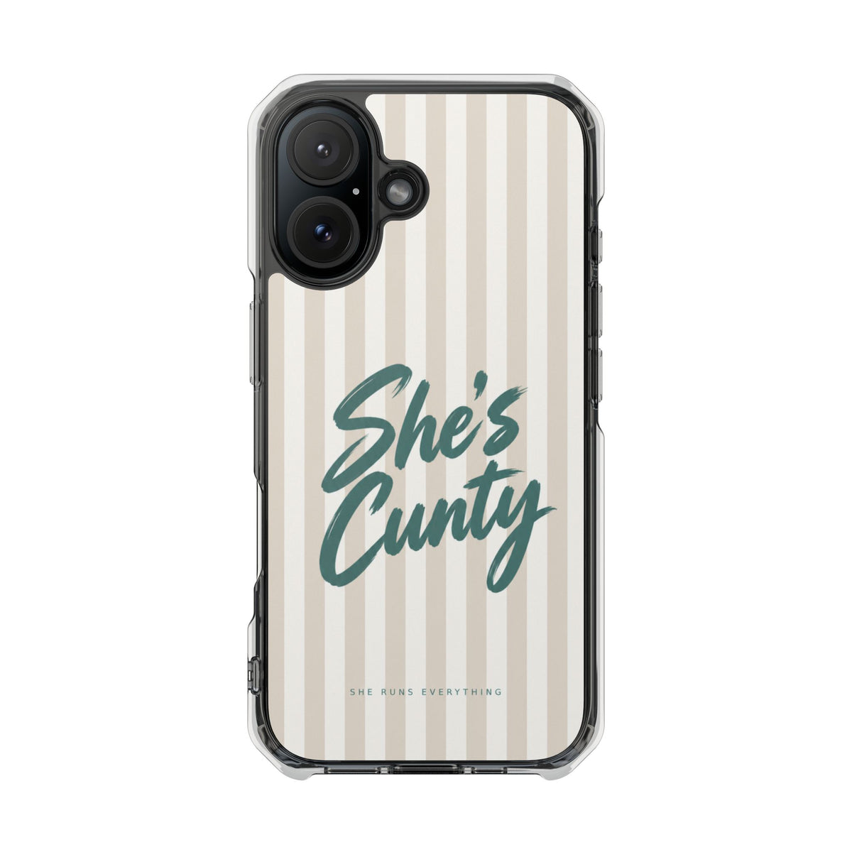 She's Cunty Phone Case, Teal Script iPhone Case, MagSafe Compatible Impact Case, Funny Gift for Her, iPhone 14 15 16 17