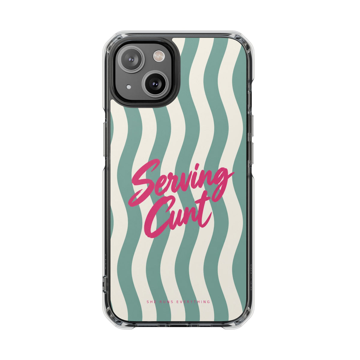 Serving Cunt Phone Case, Pink Script iPhone Case, MagSafe Compatible Impact Case, Funny Gift for Her, iPhone 14 15 16 17