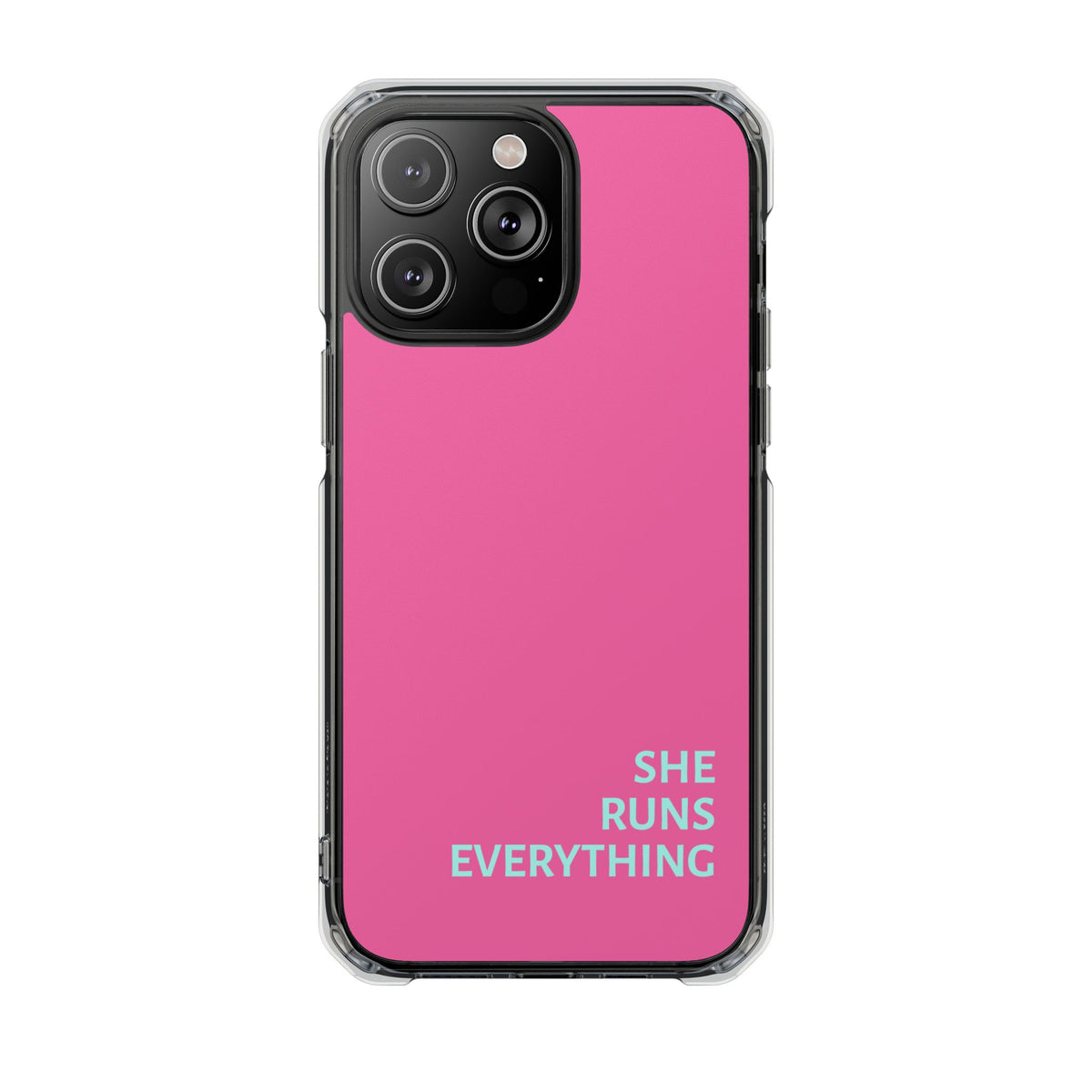 SHE RUNS EVERYTHING Vibrant Pink Phone Case, iPhone 14 15 16 17