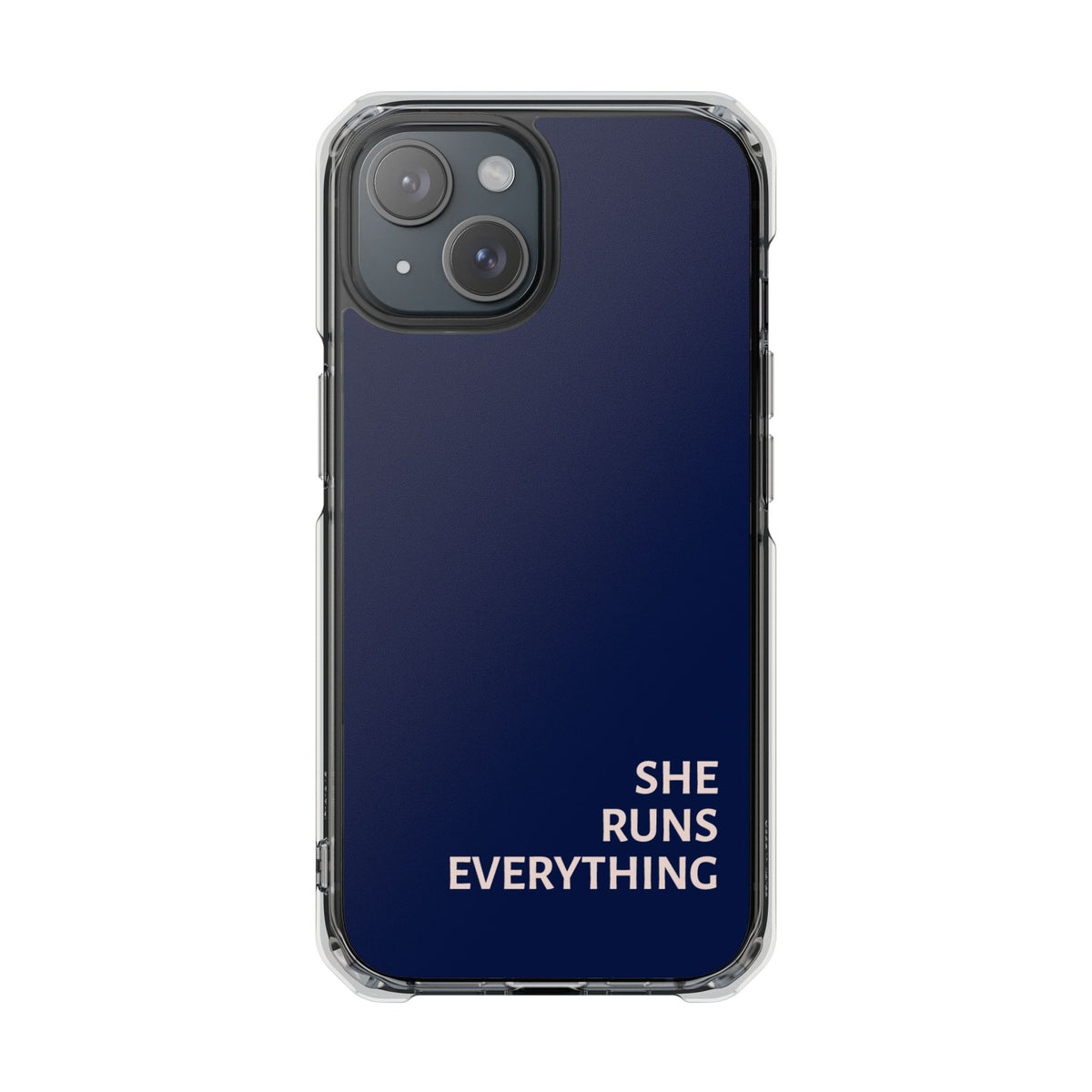 SHE RUNS EVERYTHING Navy Phone Case, iPhone 14 15 16 17