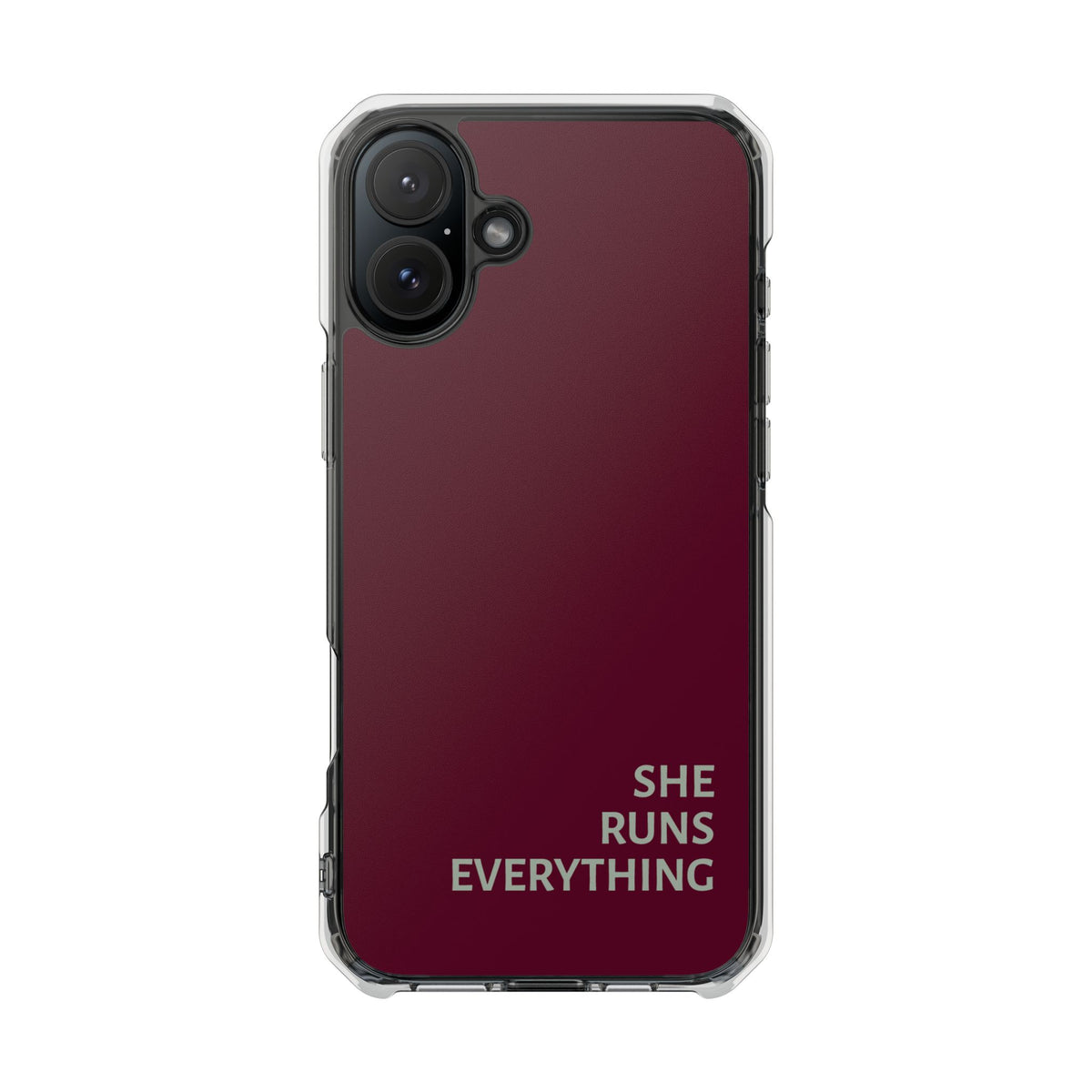 SHE RUNS EVERYTHING Burgundy Phone Case, iPhone 14 15 16 17