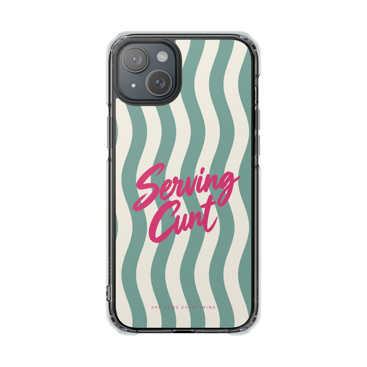 Serving Cunt Phone Case, Pink Script iPhone Case, MagSafe Compatible Impact Case, Funny Gift for Her, iPhone 14 15 16 17