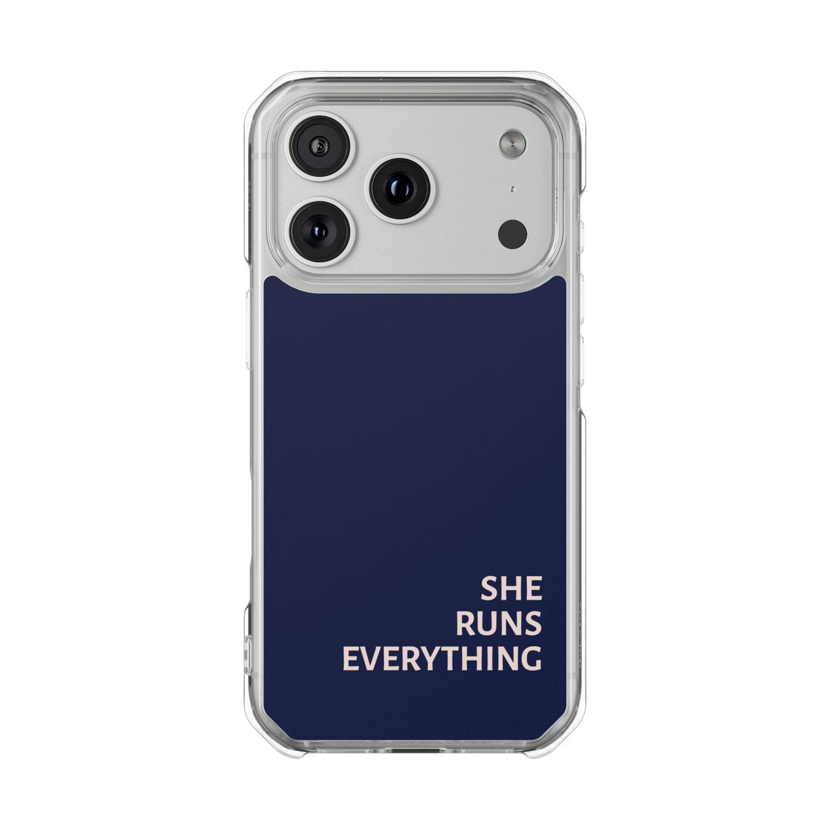 SHE RUNS EVERYTHING Navy Phone Case, iPhone 14 15 16 17