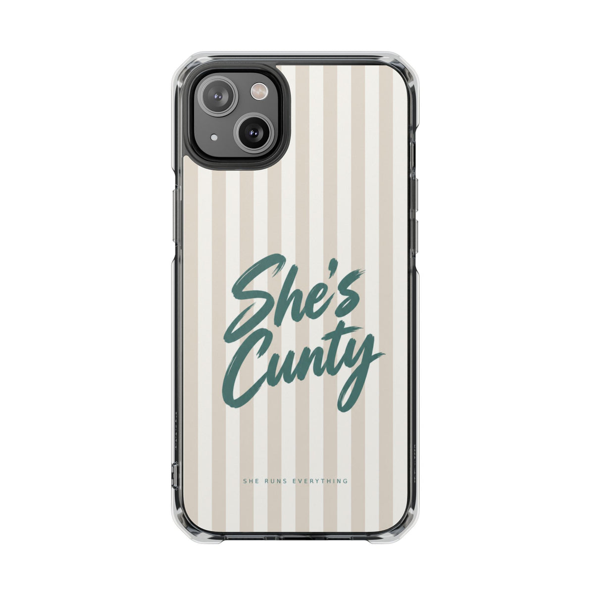 She's Cunty Phone Case, Teal Script iPhone Case, MagSafe Compatible Impact Case, Funny Gift for Her, iPhone 14 15 16 17