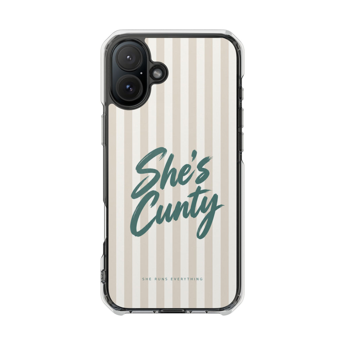 She's Cunty Phone Case, Teal Script iPhone Case, MagSafe Compatible Impact Case, Funny Gift for Her, iPhone 14 15 16 17