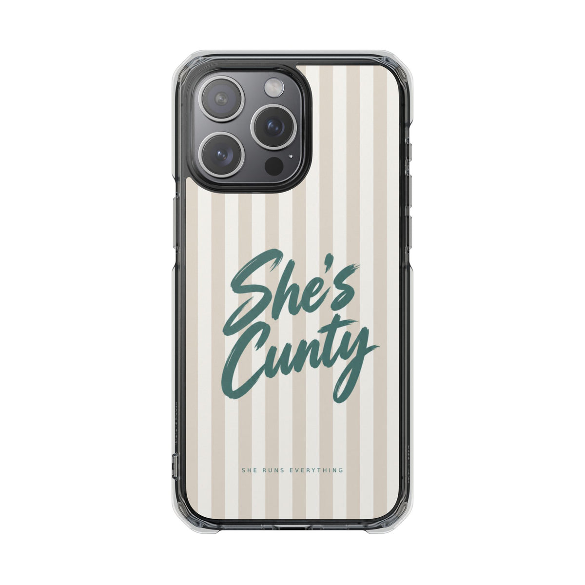 She's Cunty Phone Case, Teal Script iPhone Case, MagSafe Compatible Impact Case, Funny Gift for Her, iPhone 14 15 16 17