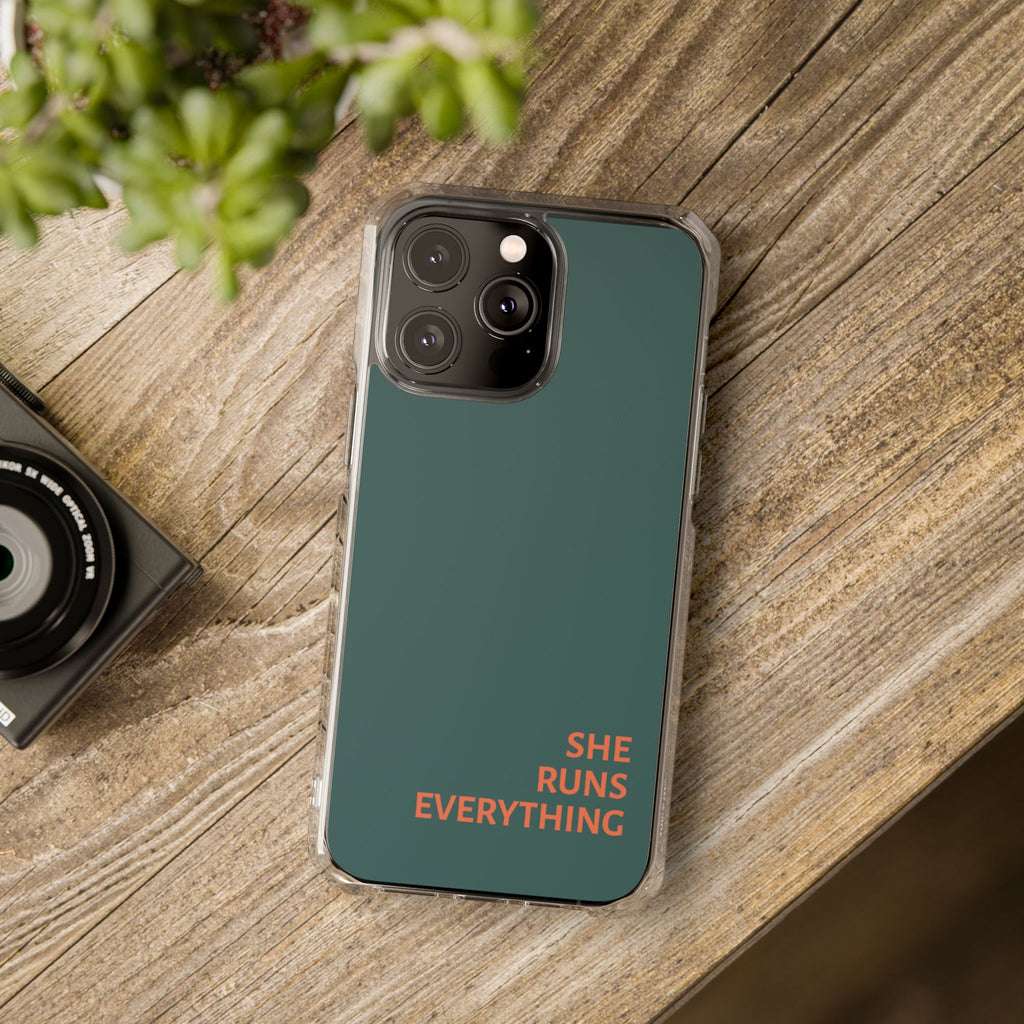 SHE RUNS EVERYTHING Teal Phone Case, iPhone 14 15 16 17