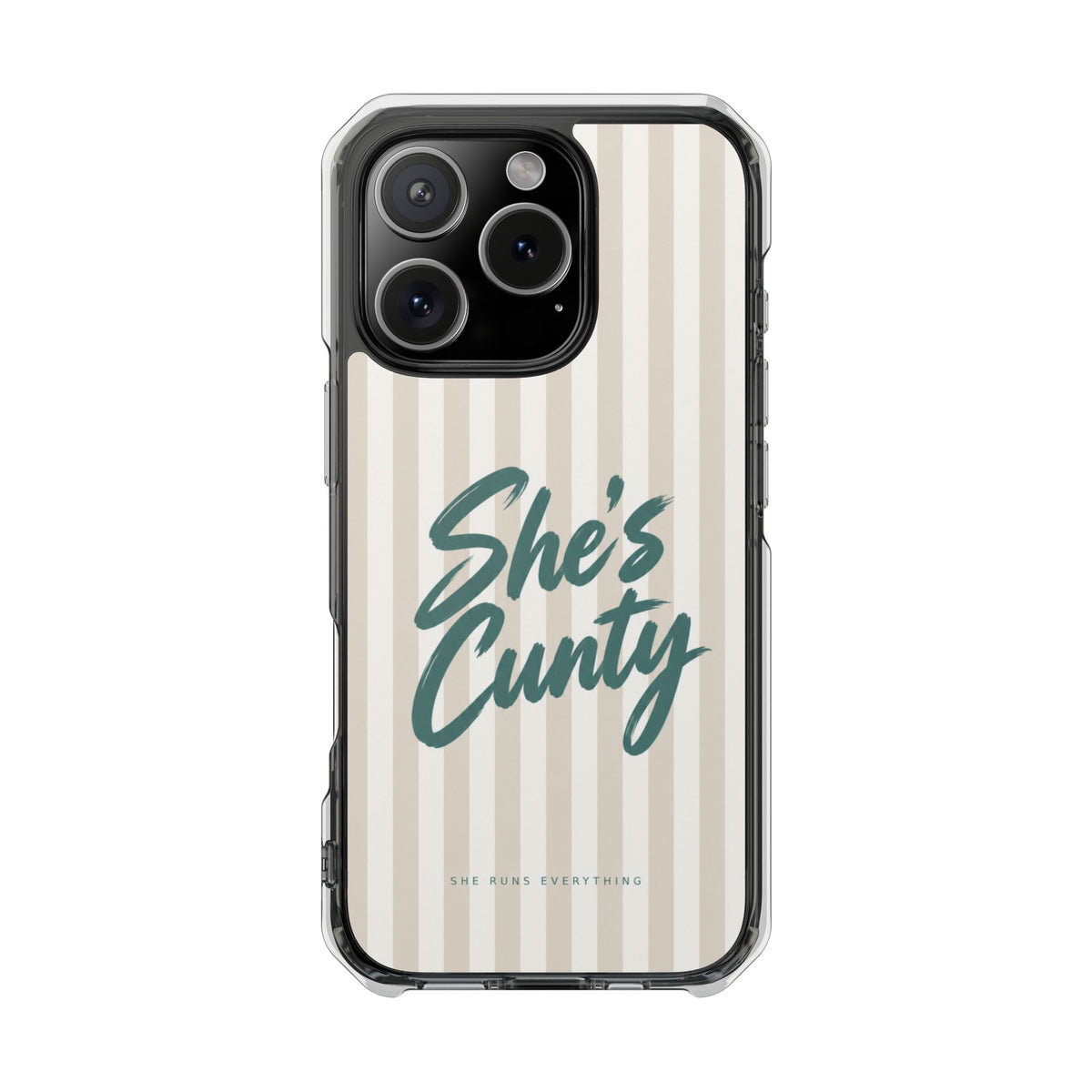 She's Cunty Phone Case, Teal Script iPhone Case, MagSafe Compatible Impact Case, Funny Gift for Her, iPhone 14 15 16 17
