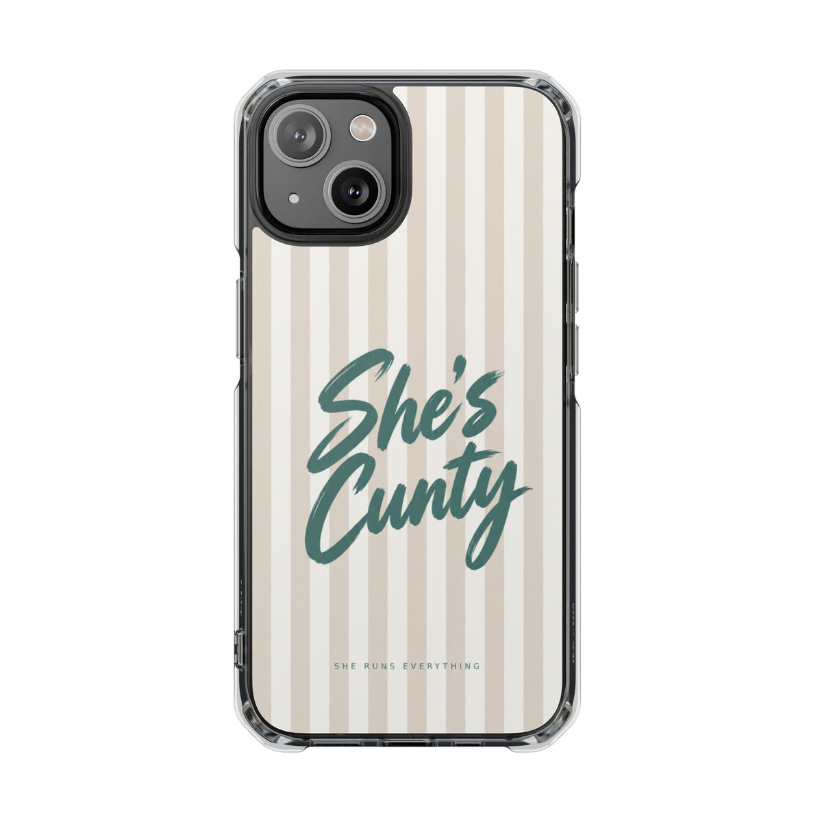 She's Cunty Phone Case, Teal Script iPhone Case, MagSafe Compatible Impact Case, Funny Gift for Her, iPhone 14 15 16 17