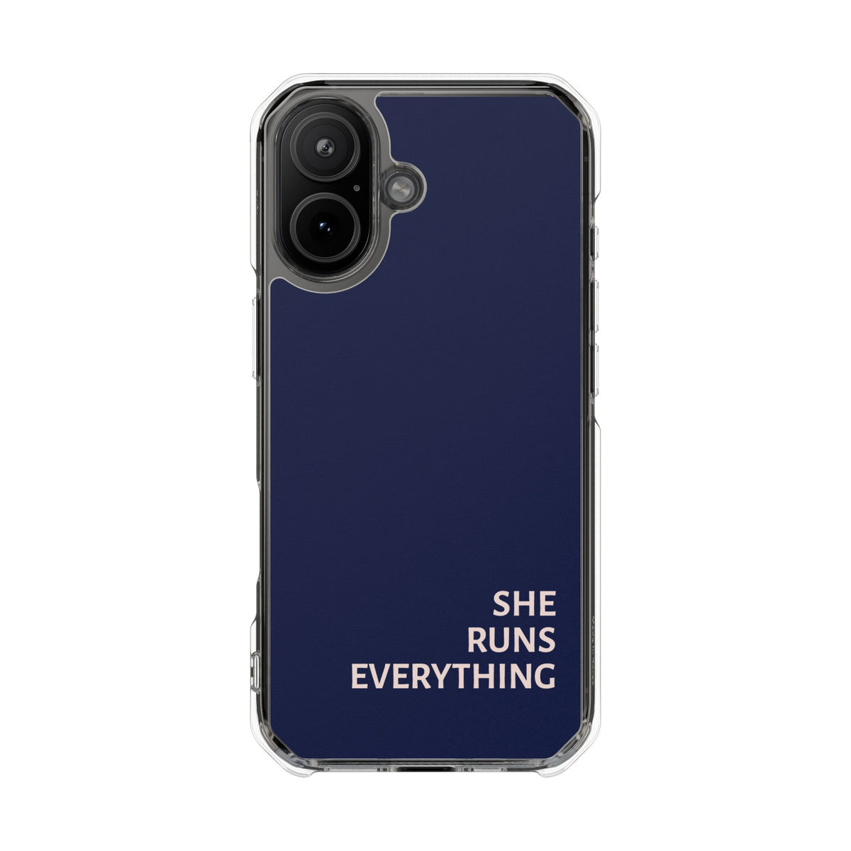 SHE RUNS EVERYTHING Navy Phone Case, iPhone 14 15 16 17