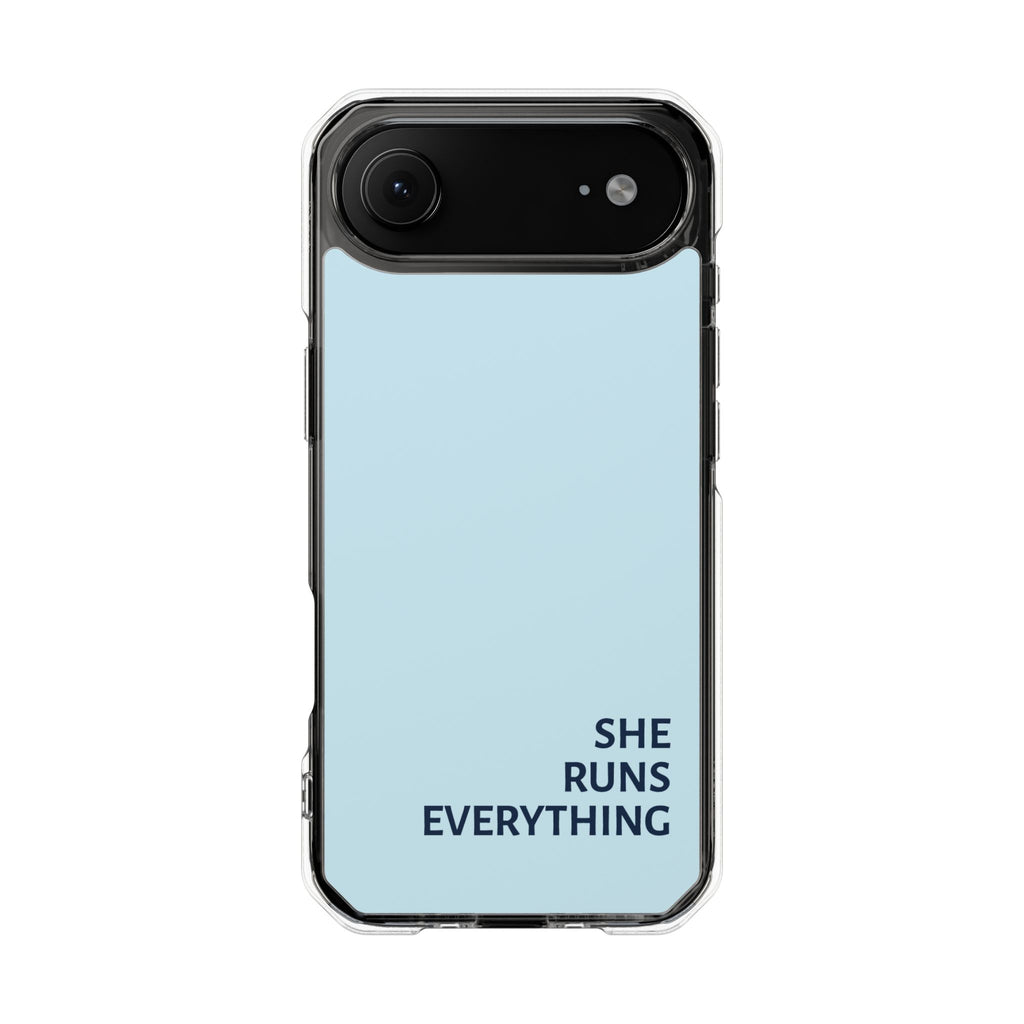 SHE RUNS EVERYTHING Blue Phone Case, iPhone 14 15 16 17