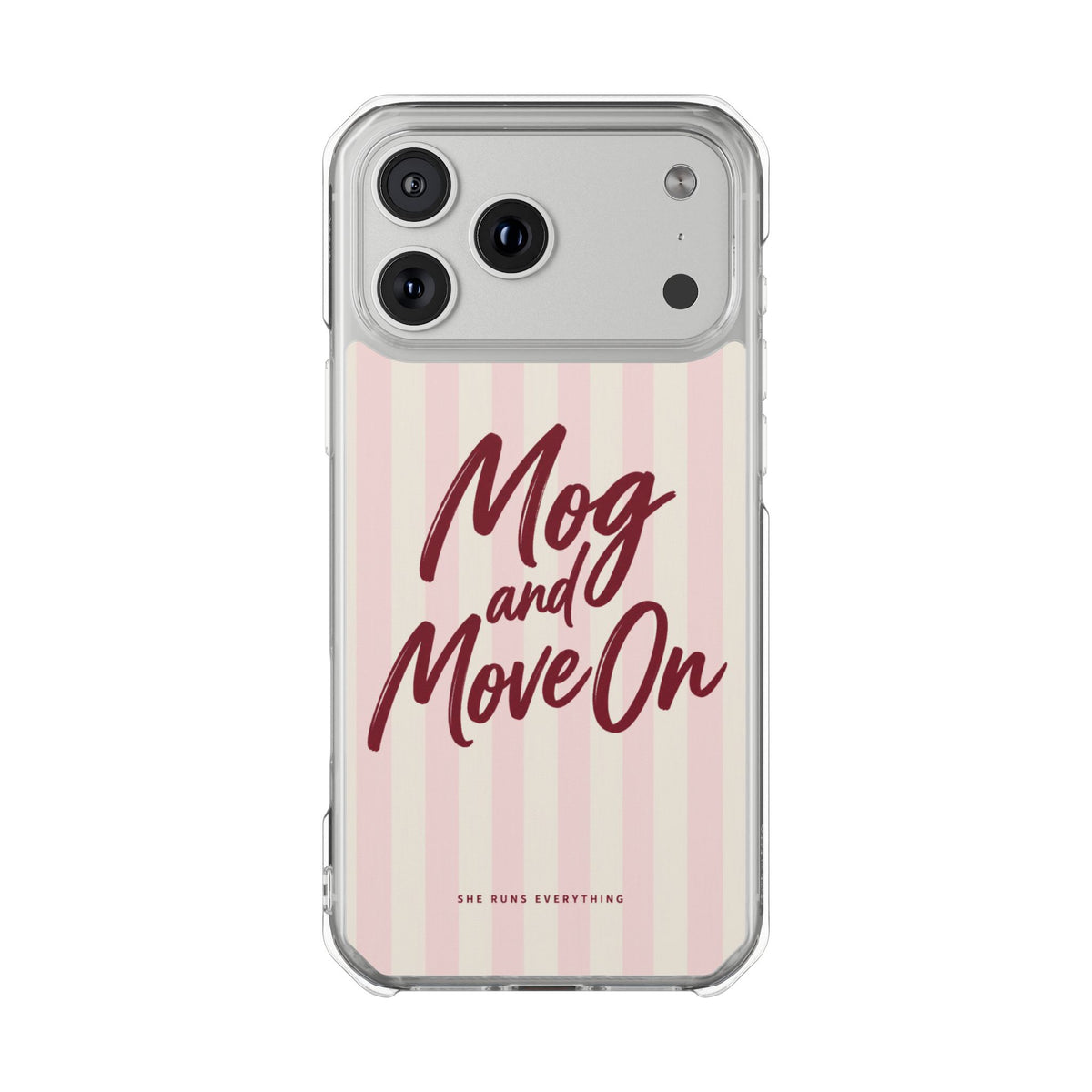 Mog and Move On Phone Case, Burgundy Script iPhone Case, MagSafe Compatible Impact Case, Funny Gift for Her, iPhone 14 15 16 17