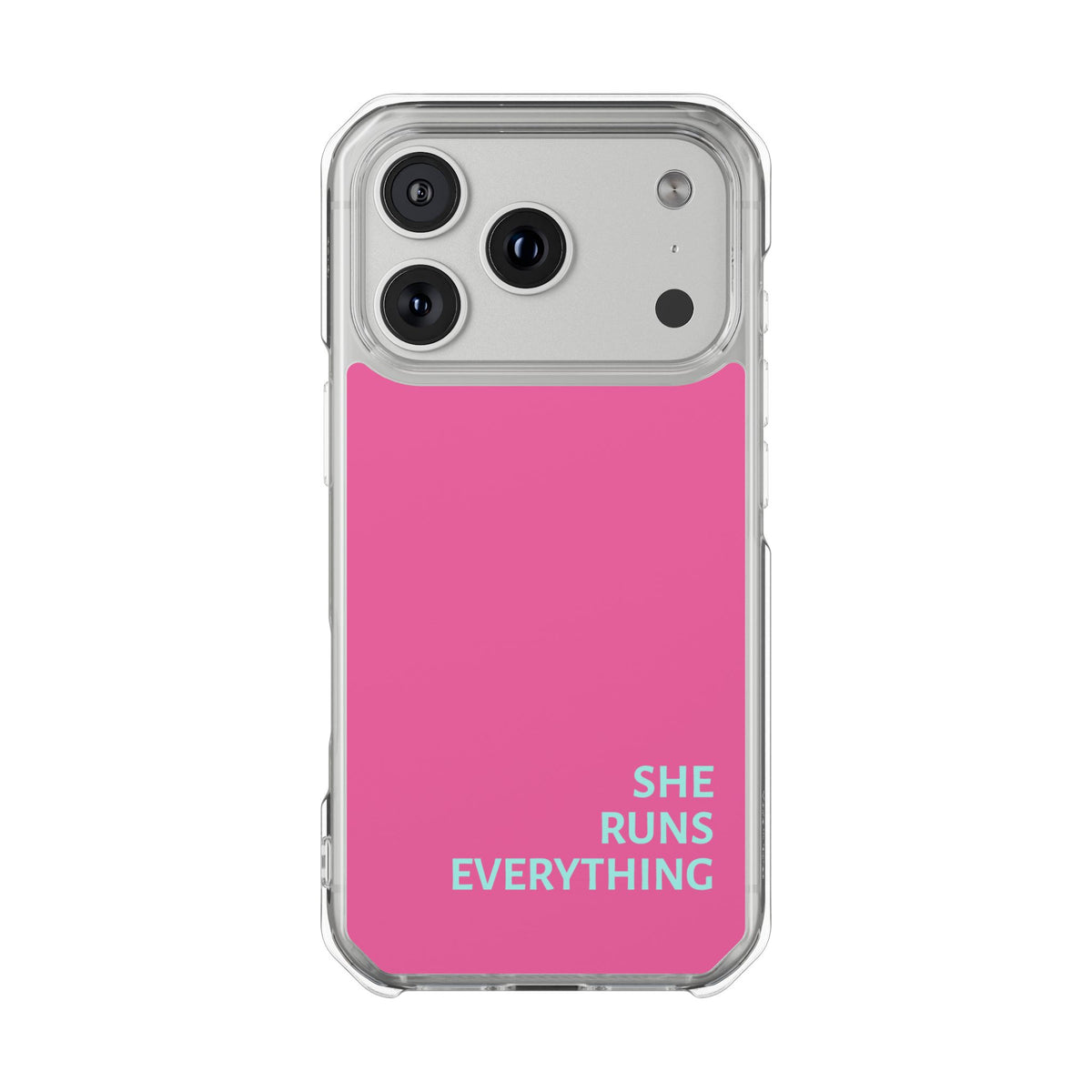SHE RUNS EVERYTHING Vibrant Pink Phone Case, iPhone 14 15 16 17
