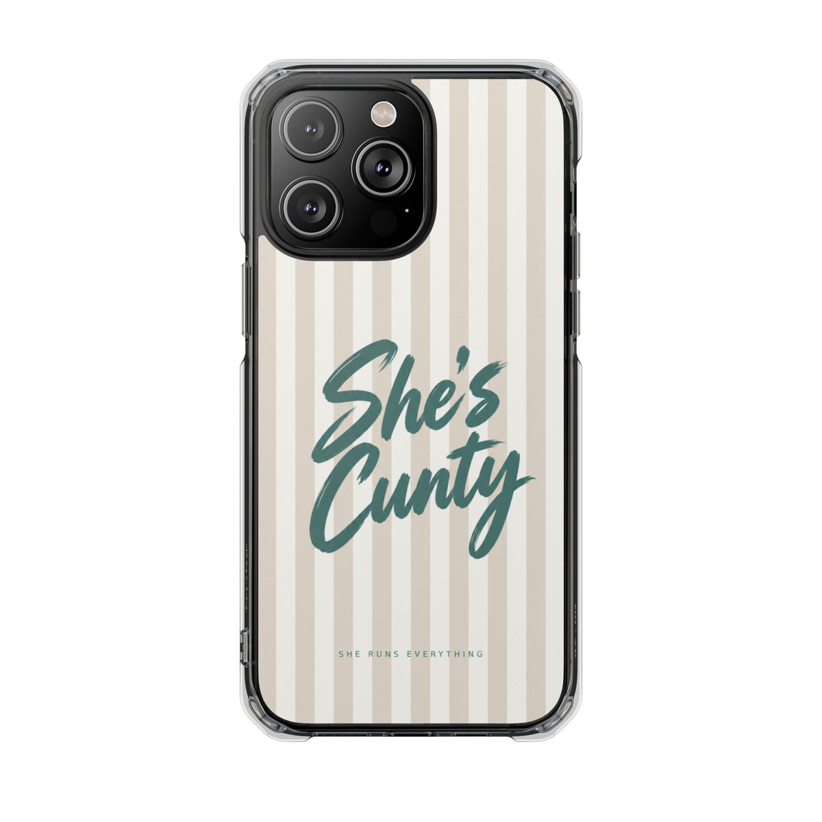 She's Cunty Phone Case, Teal Script iPhone Case, MagSafe Compatible Impact Case, Funny Gift for Her, iPhone 14 15 16 17