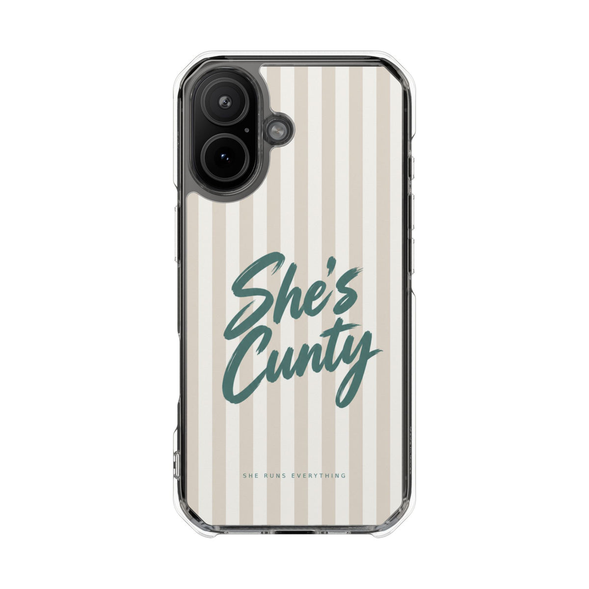 She's Cunty Phone Case, Teal Script iPhone Case, MagSafe Compatible Impact Case, Funny Gift for Her, iPhone 14 15 16 17