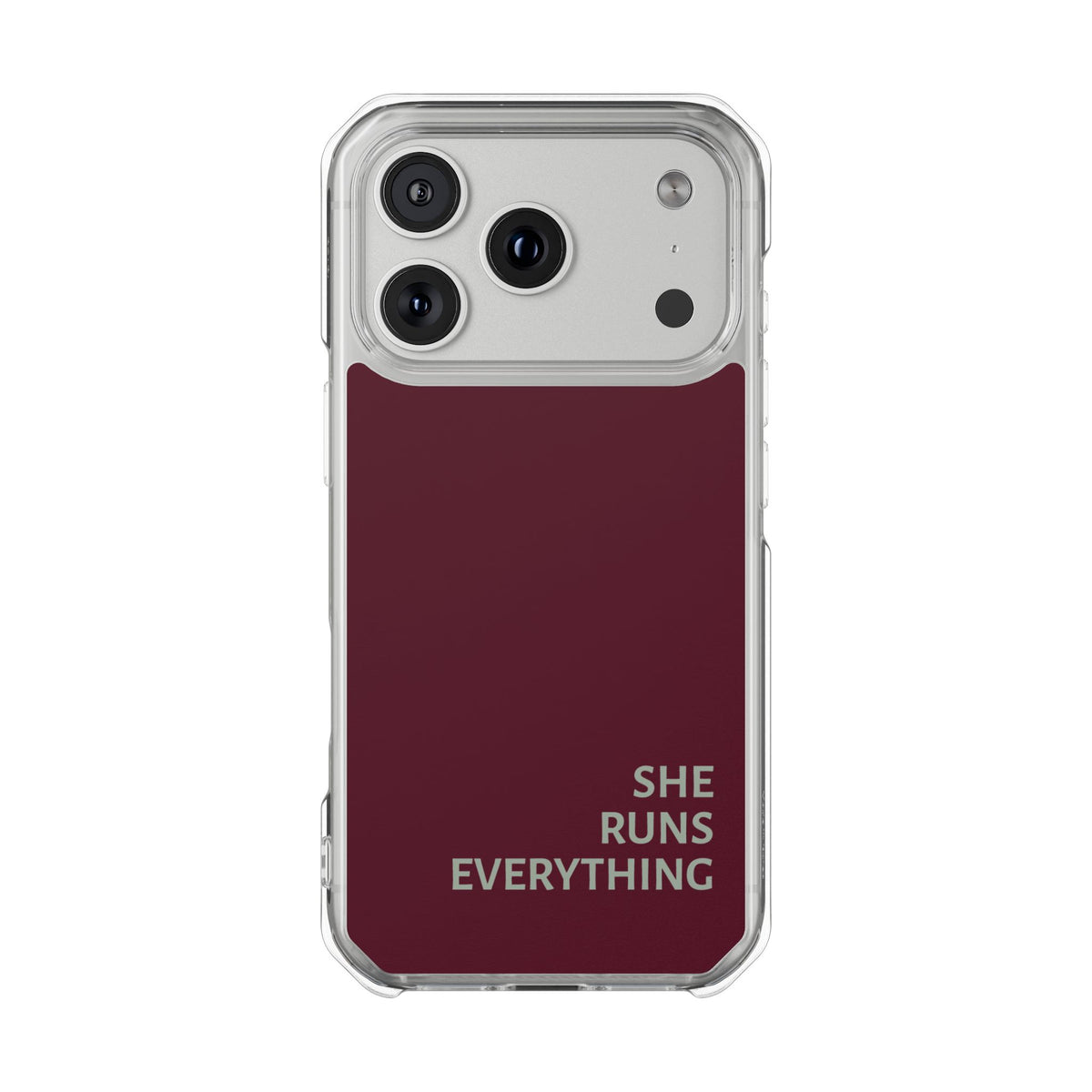 SHE RUNS EVERYTHING Burgundy Phone Case, iPhone 14 15 16 17
