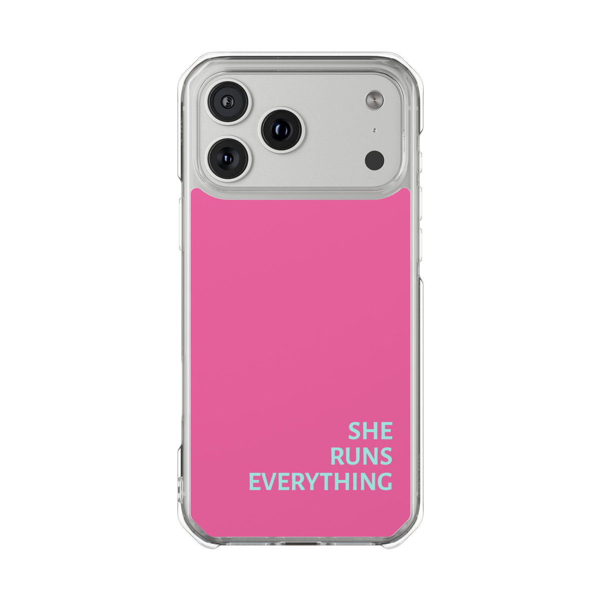 SHE RUNS EVERYTHING Vibrant Pink Phone Case, iPhone 14 15 16 17