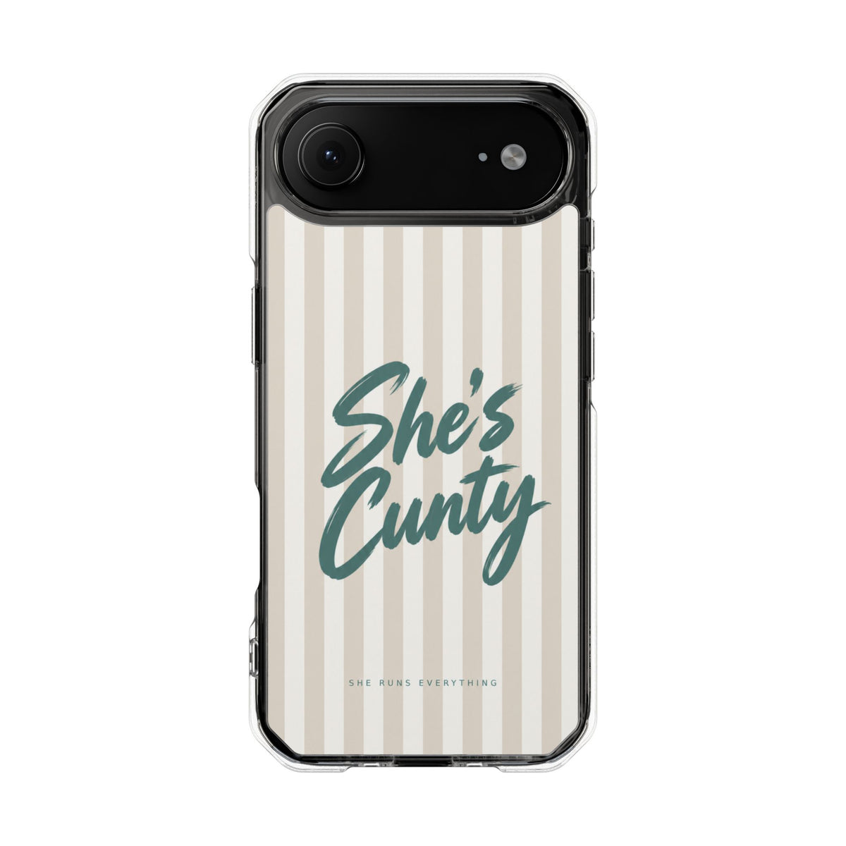 She's Cunty Phone Case, Teal Script iPhone Case, MagSafe Compatible Impact Case, Funny Gift for Her, iPhone 14 15 16 17