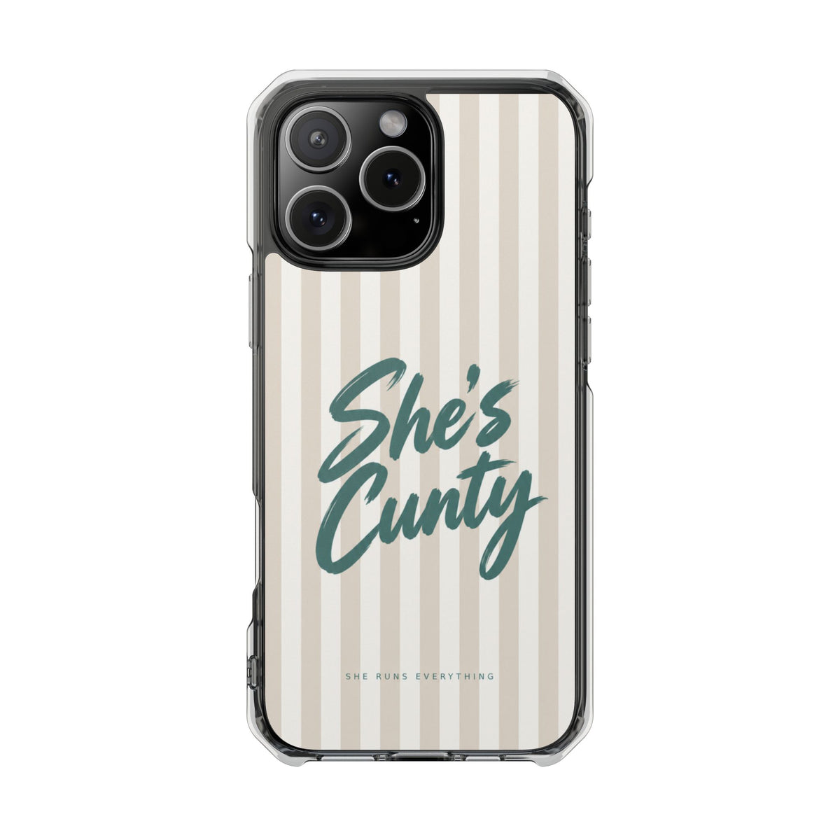 She's Cunty Phone Case, Teal Script iPhone Case, MagSafe Compatible Impact Case, Funny Gift for Her, iPhone 14 15 16 17