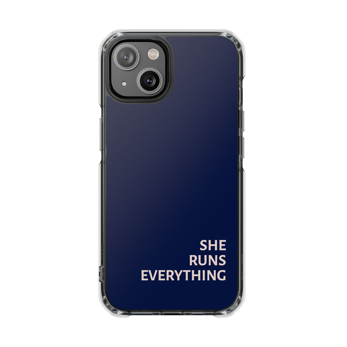SHE RUNS EVERYTHING Navy Phone Case, iPhone 14 15 16 17