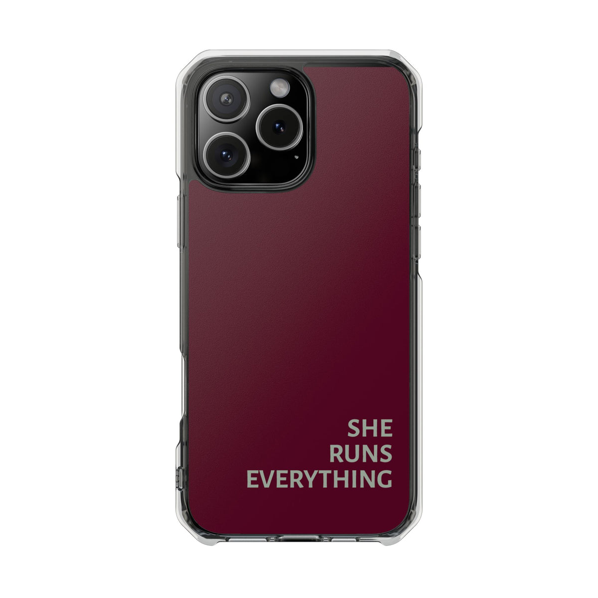 SHE RUNS EVERYTHING Burgundy Phone Case, iPhone 14 15 16 17