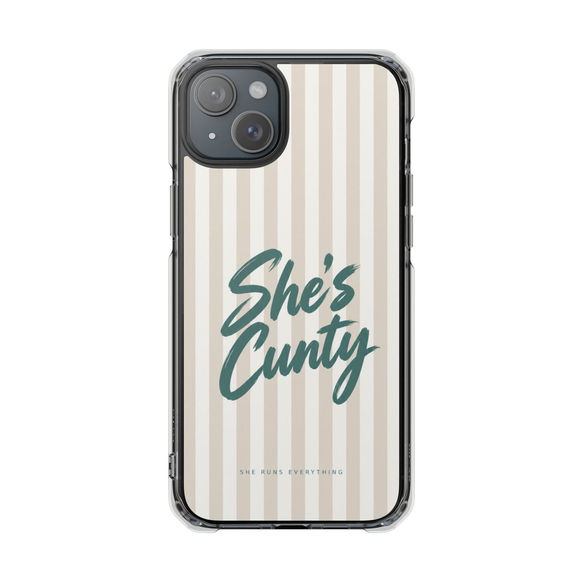 She's Cunty Phone Case, Teal Script iPhone Case, MagSafe Compatible Impact Case, Funny Gift for Her, iPhone 14 15 16 17
