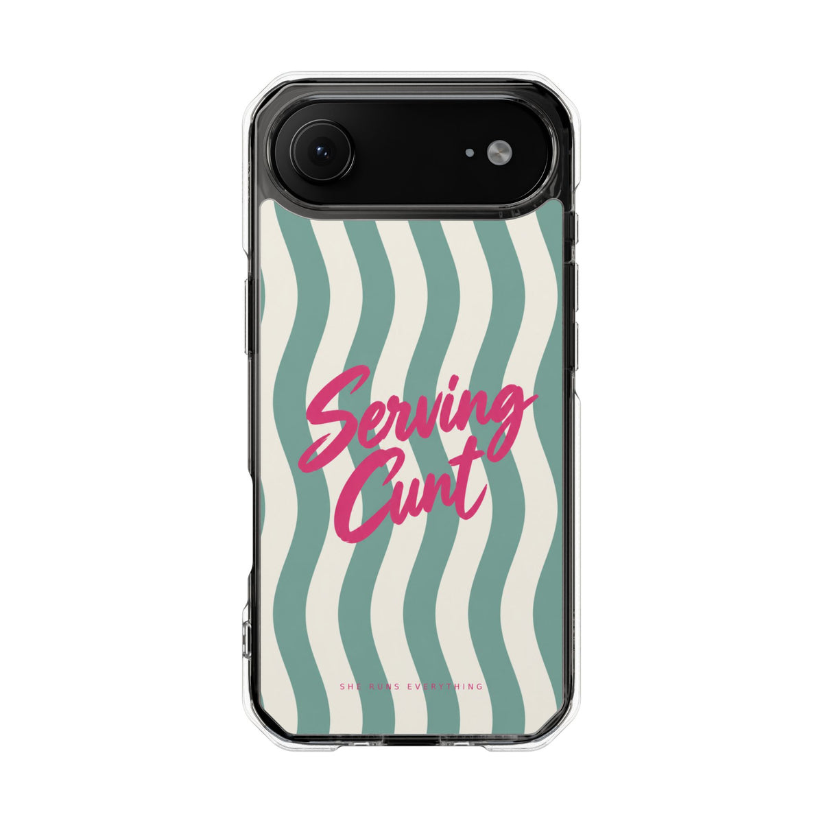Serving Cunt Phone Case, Pink Script iPhone Case, MagSafe Compatible Impact Case, Funny Gift for Her, iPhone 14 15 16 17