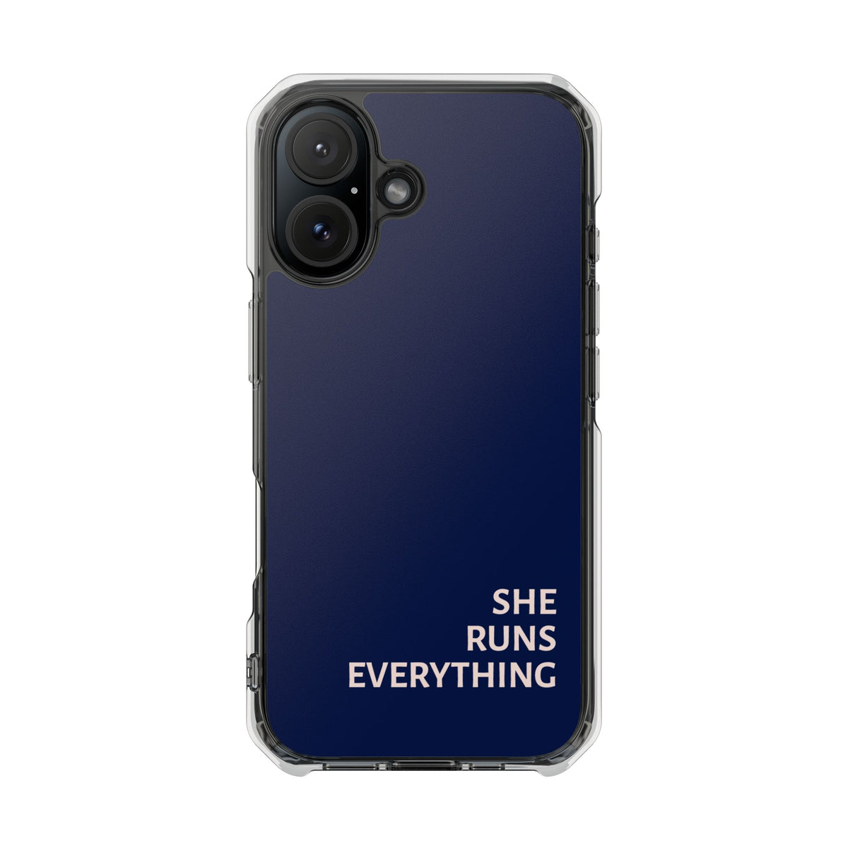 SHE RUNS EVERYTHING Navy Phone Case, iPhone 14 15 16 17