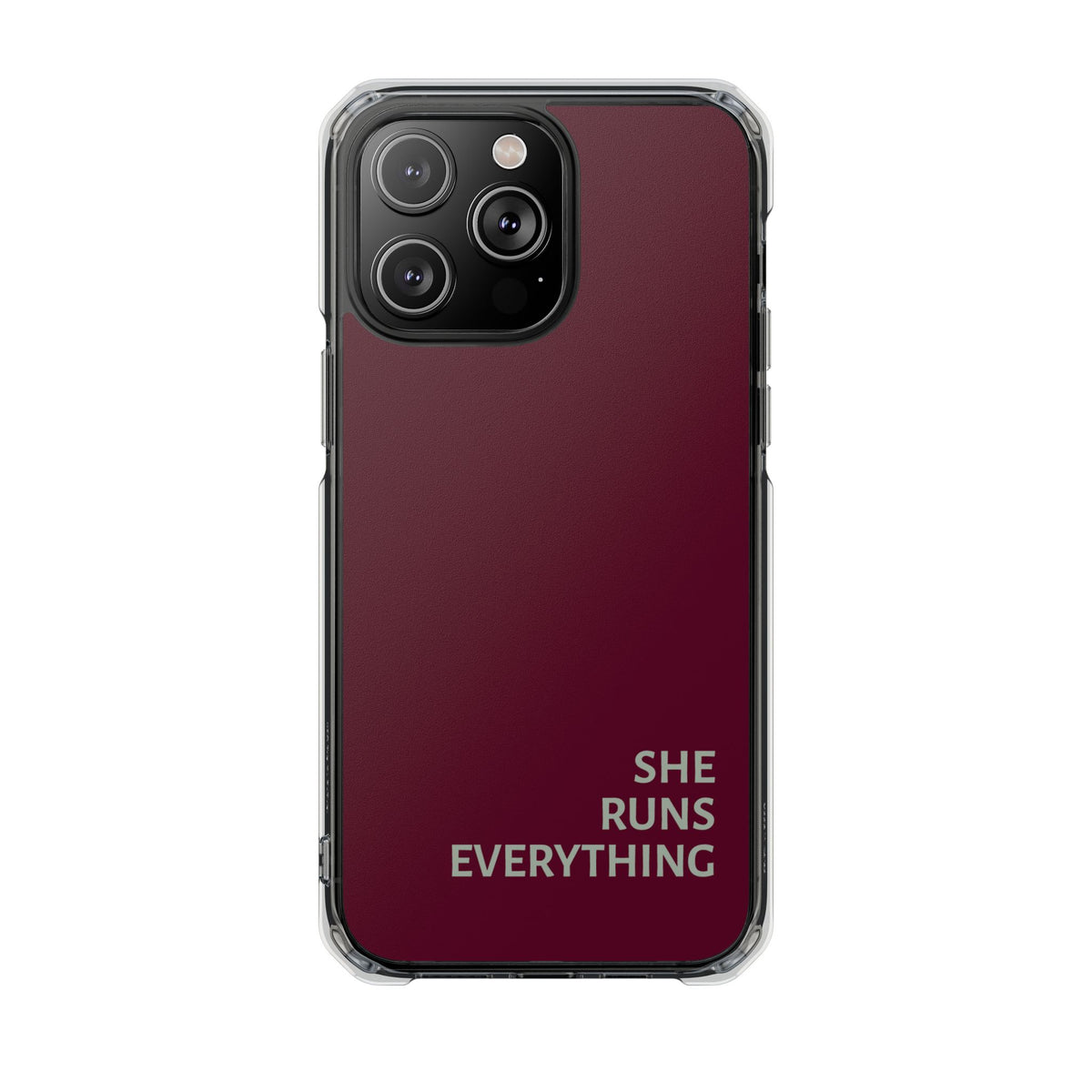 SHE RUNS EVERYTHING Burgundy Phone Case, iPhone 14 15 16 17