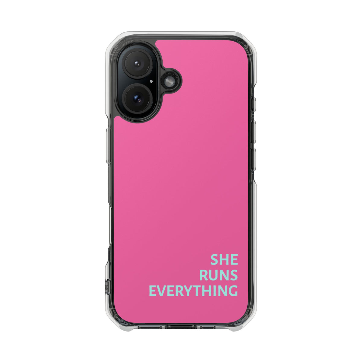 SHE RUNS EVERYTHING Vibrant Pink Phone Case, iPhone 14 15 16 17