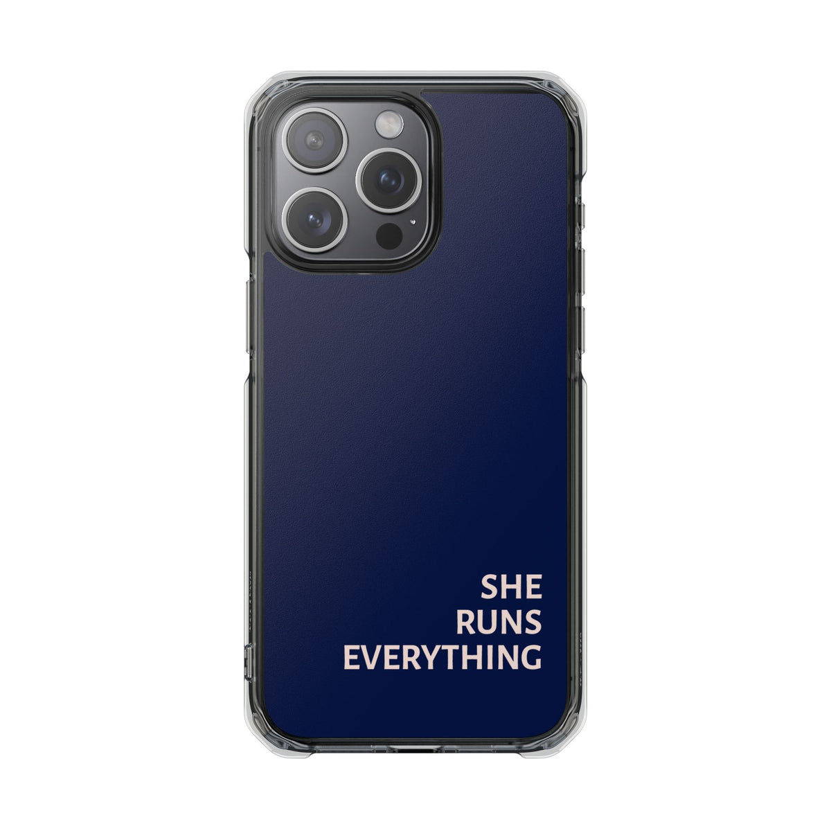 SHE RUNS EVERYTHING Navy Phone Case, iPhone 14 15 16 17