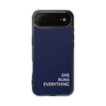 SHE RUNS EVERYTHING Navy Phone Case, iPhone 14 15 16 17