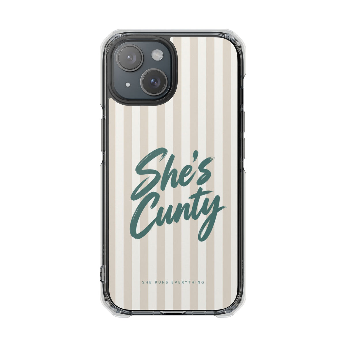 She's Cunty Phone Case, Teal Script iPhone Case, MagSafe Compatible Impact Case, Funny Gift for Her, iPhone 14 15 16 17