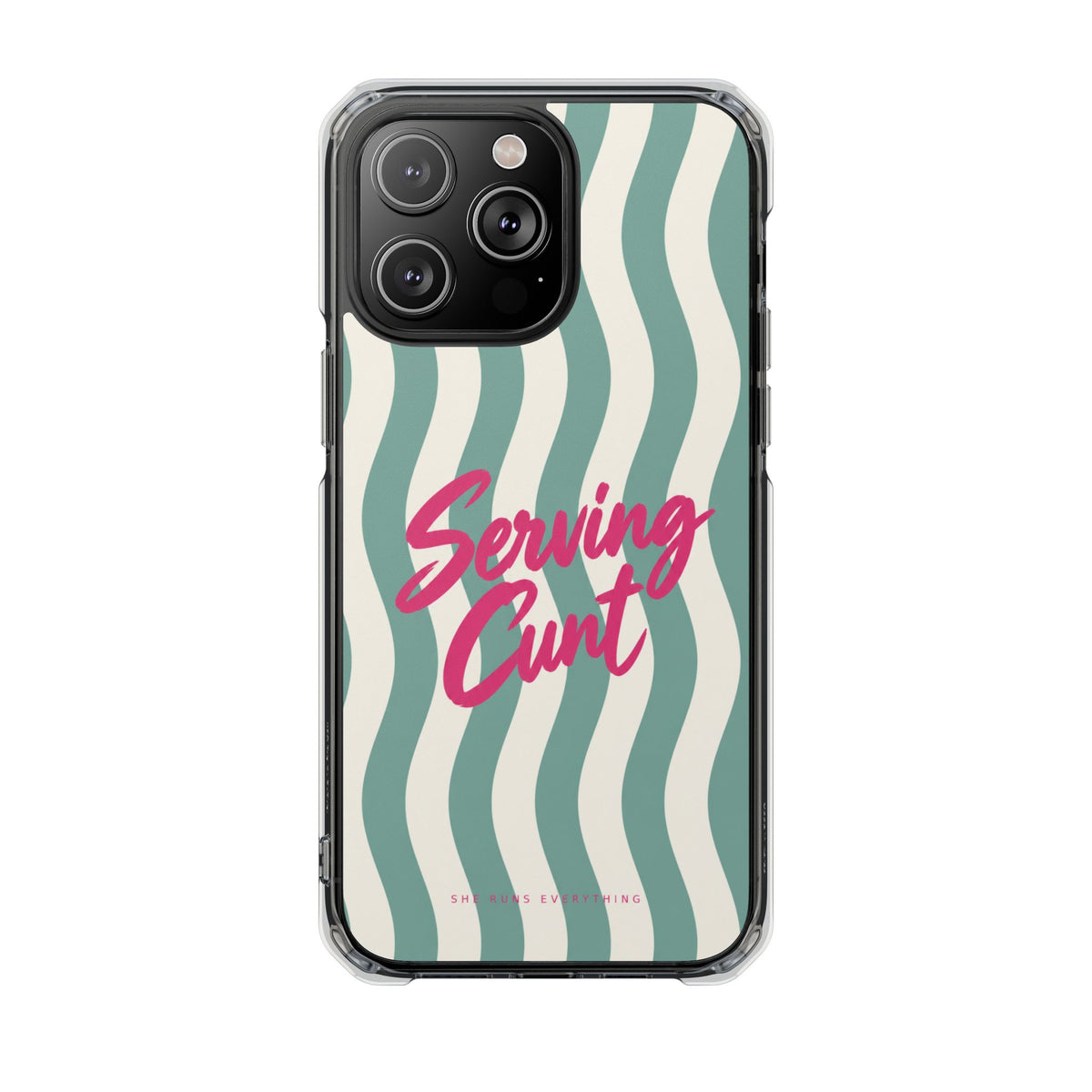 Serving Cunt Phone Case, Pink Script iPhone Case, MagSafe Compatible Impact Case, Funny Gift for Her, iPhone 14 15 16 17