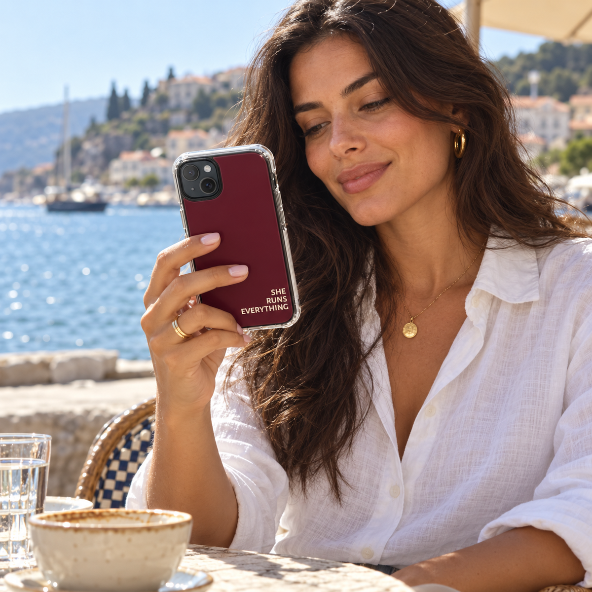 SHE RUNS EVERYTHING Burgundy Phone Case, iPhone 14 15 16 17