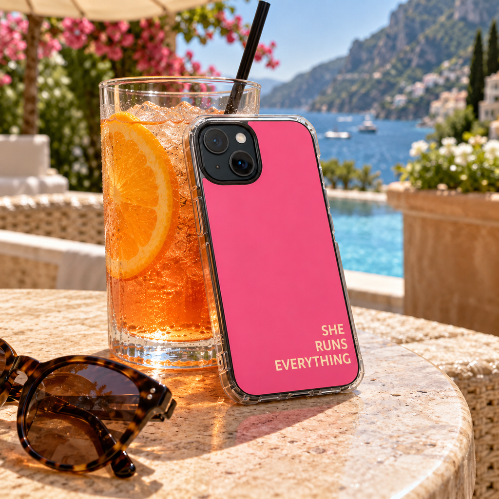 SHE RUNS EVERYTHING Vibrant Pink Phone Case, iPhone 14 15 16 17