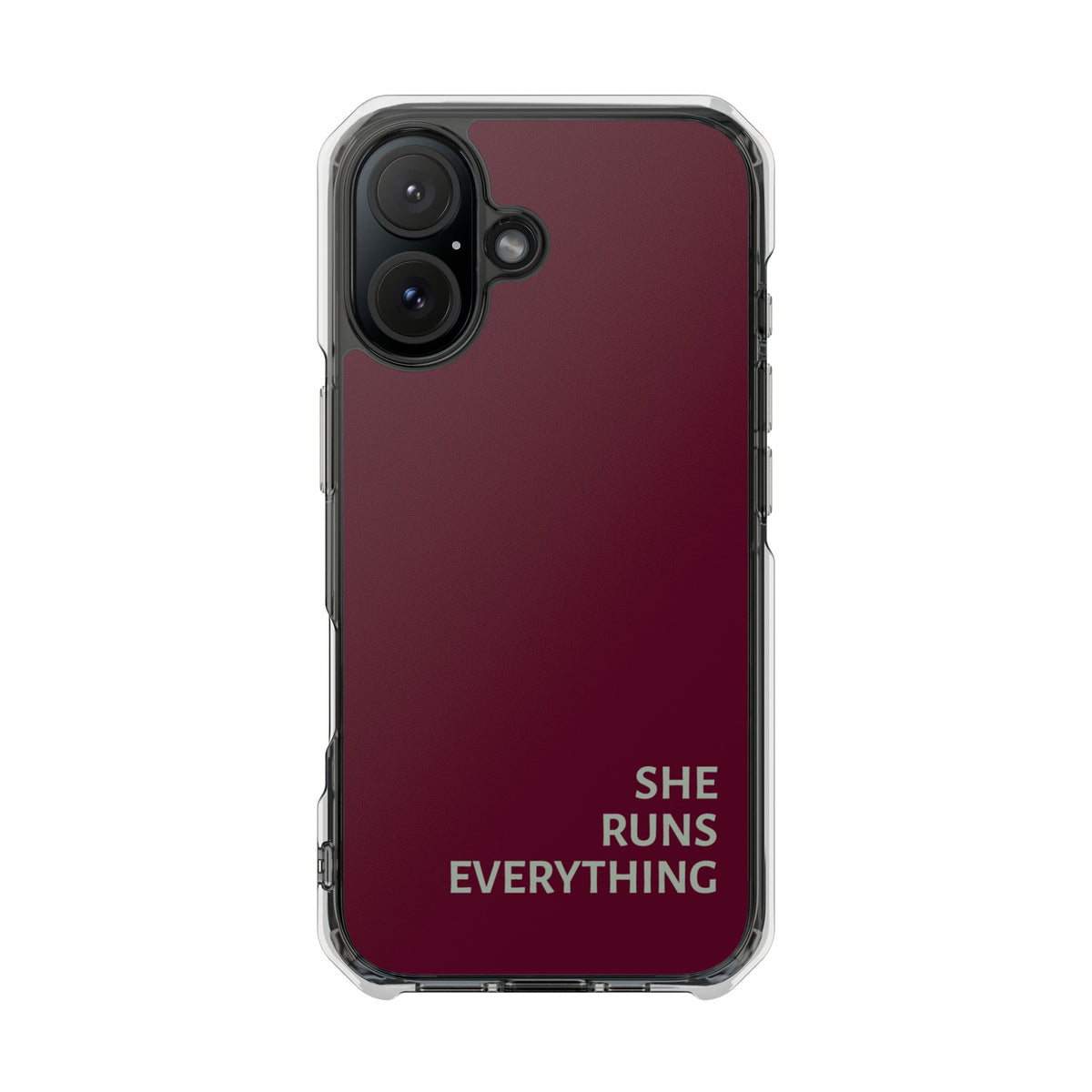 SHE RUNS EVERYTHING Burgundy Phone Case, iPhone 14 15 16 17