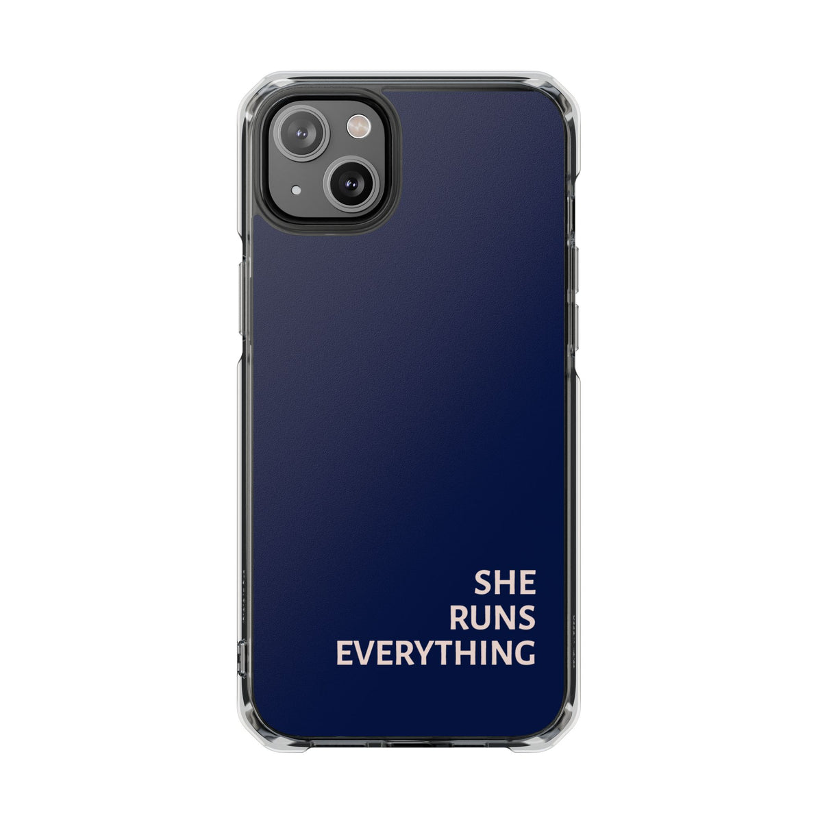 SHE RUNS EVERYTHING Navy Phone Case, iPhone 14 15 16 17