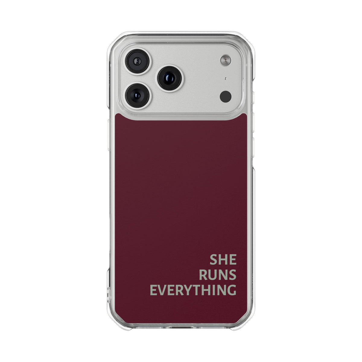 SHE RUNS EVERYTHING Burgundy Phone Case, iPhone 14 15 16 17