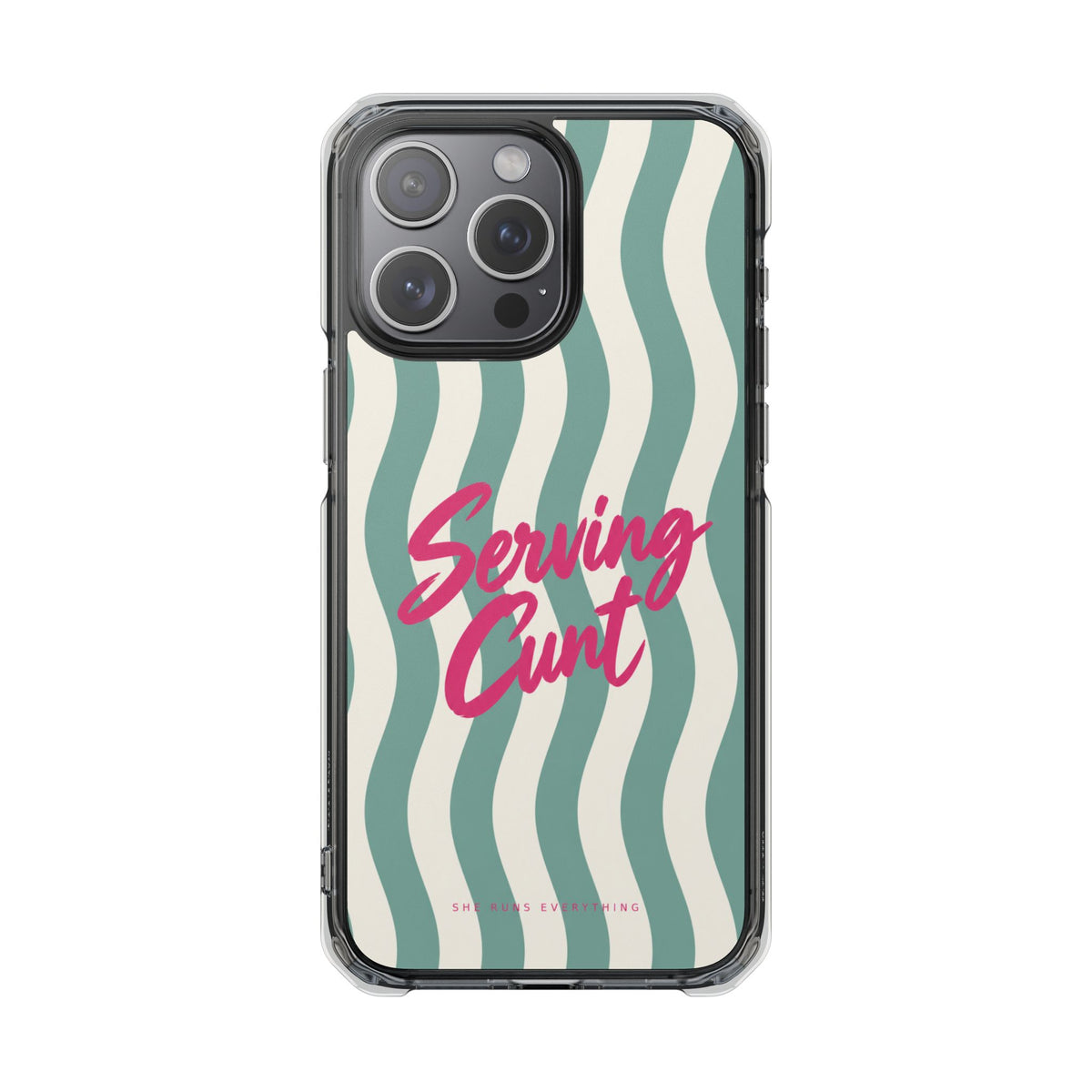 Serving Cunt Phone Case, Pink Script iPhone Case, MagSafe Compatible Impact Case, Funny Gift for Her, iPhone 14 15 16 17