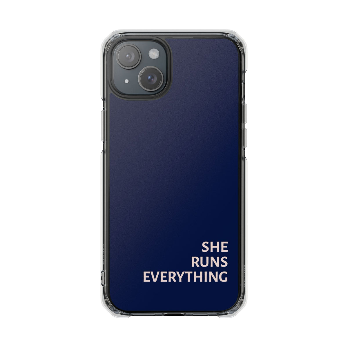 SHE RUNS EVERYTHING Navy Phone Case, iPhone 14 15 16 17