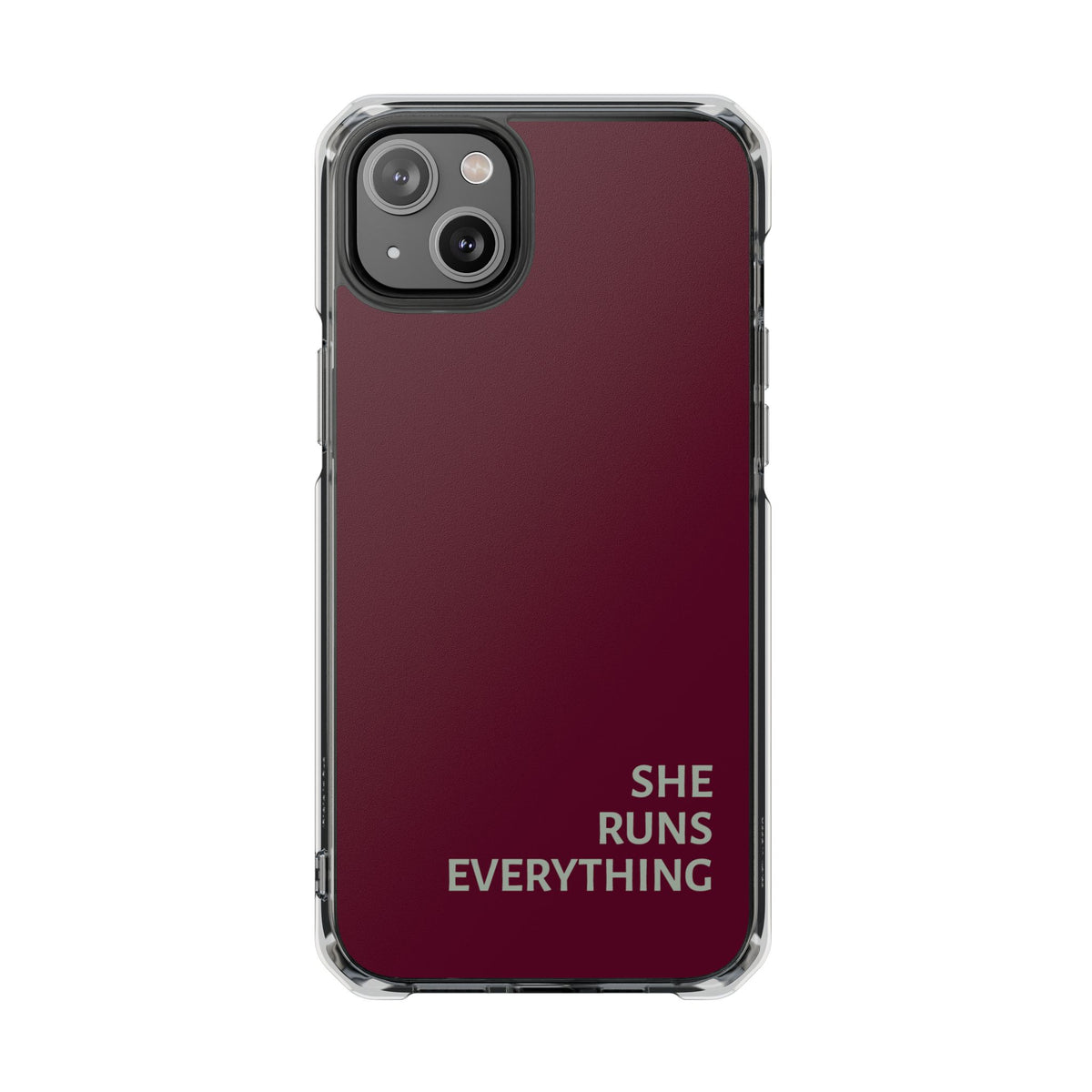 SHE RUNS EVERYTHING Burgundy Phone Case, iPhone 14 15 16 17