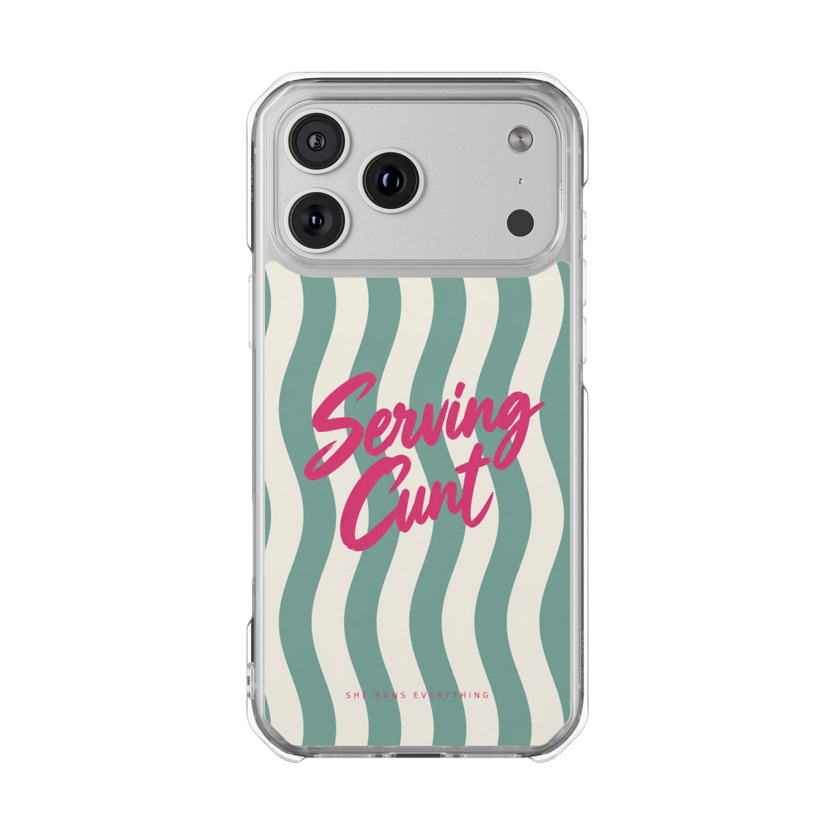 Serving Cunt Phone Case, Pink Script iPhone Case, MagSafe Compatible Impact Case, Funny Gift for Her, iPhone 14 15 16 17