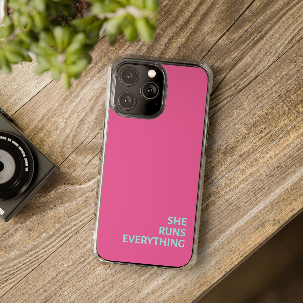 SHE RUNS EVERYTHING Vibrant Pink Phone Case, iPhone 14 15 16 17