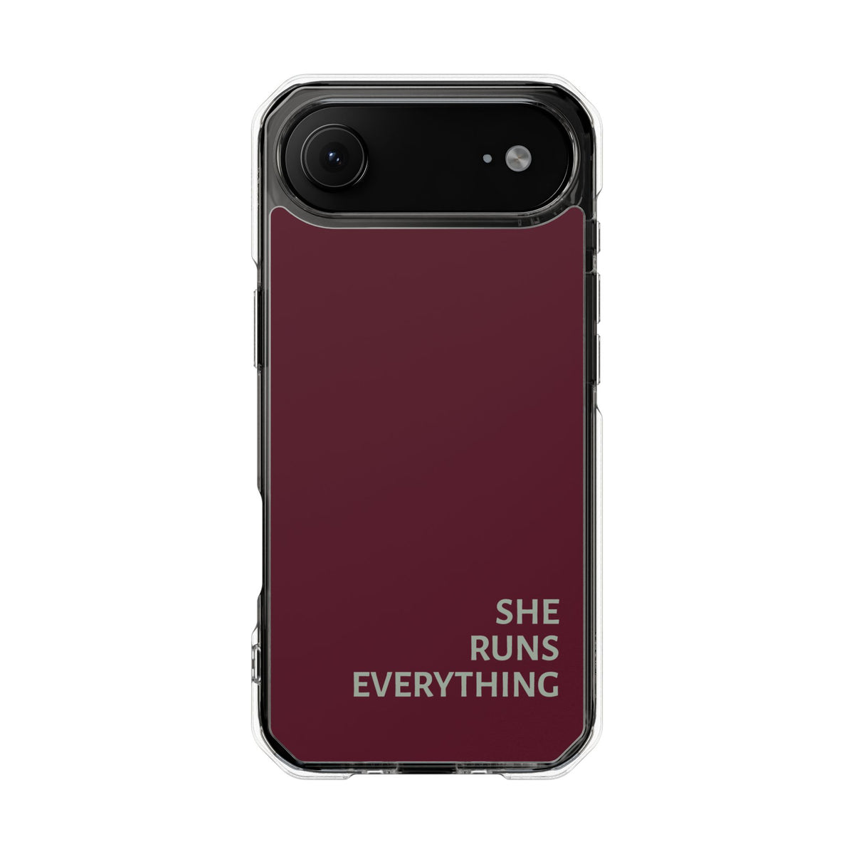 SHE RUNS EVERYTHING Burgundy Phone Case, iPhone 14 15 16 17