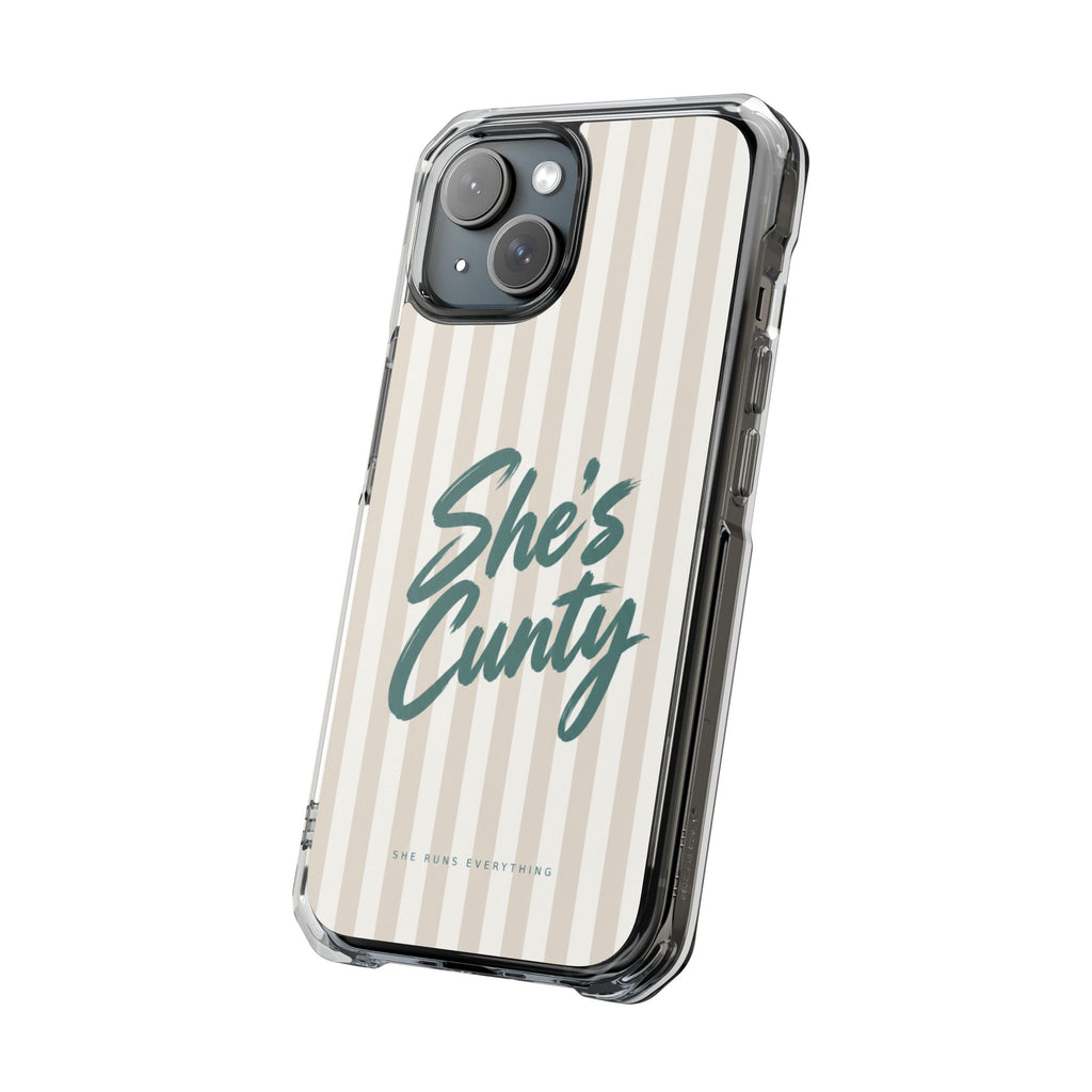 She's Cunty Phone Case, Teal Script iPhone Case, MagSafe Compatible Impact Case, Funny Gift for Her, iPhone 14 15 16 17