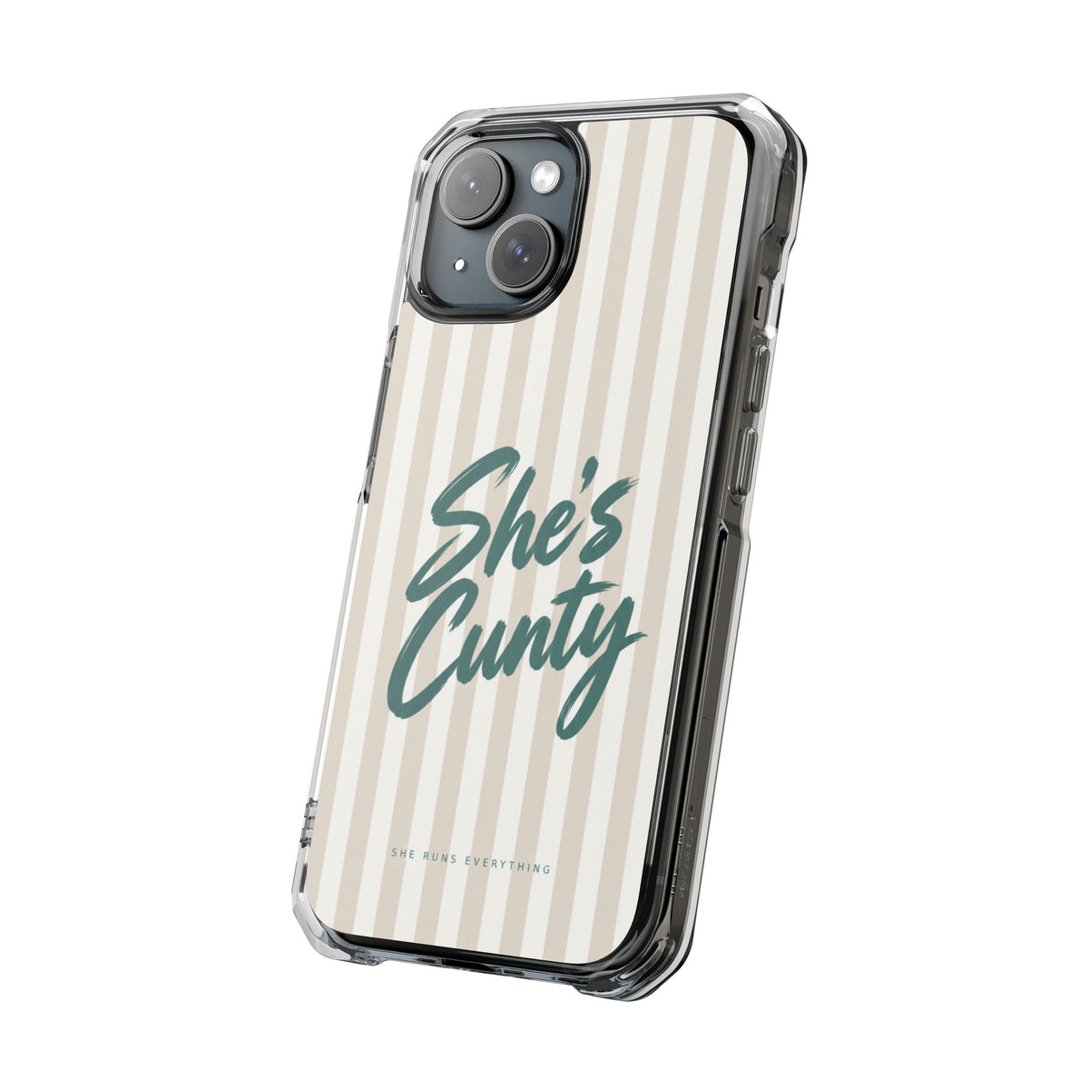 She's Cunty Phone Case, Teal Script iPhone Case, MagSafe Compatible Impact Case, Funny Gift for Her, iPhone 14 15 16 17
