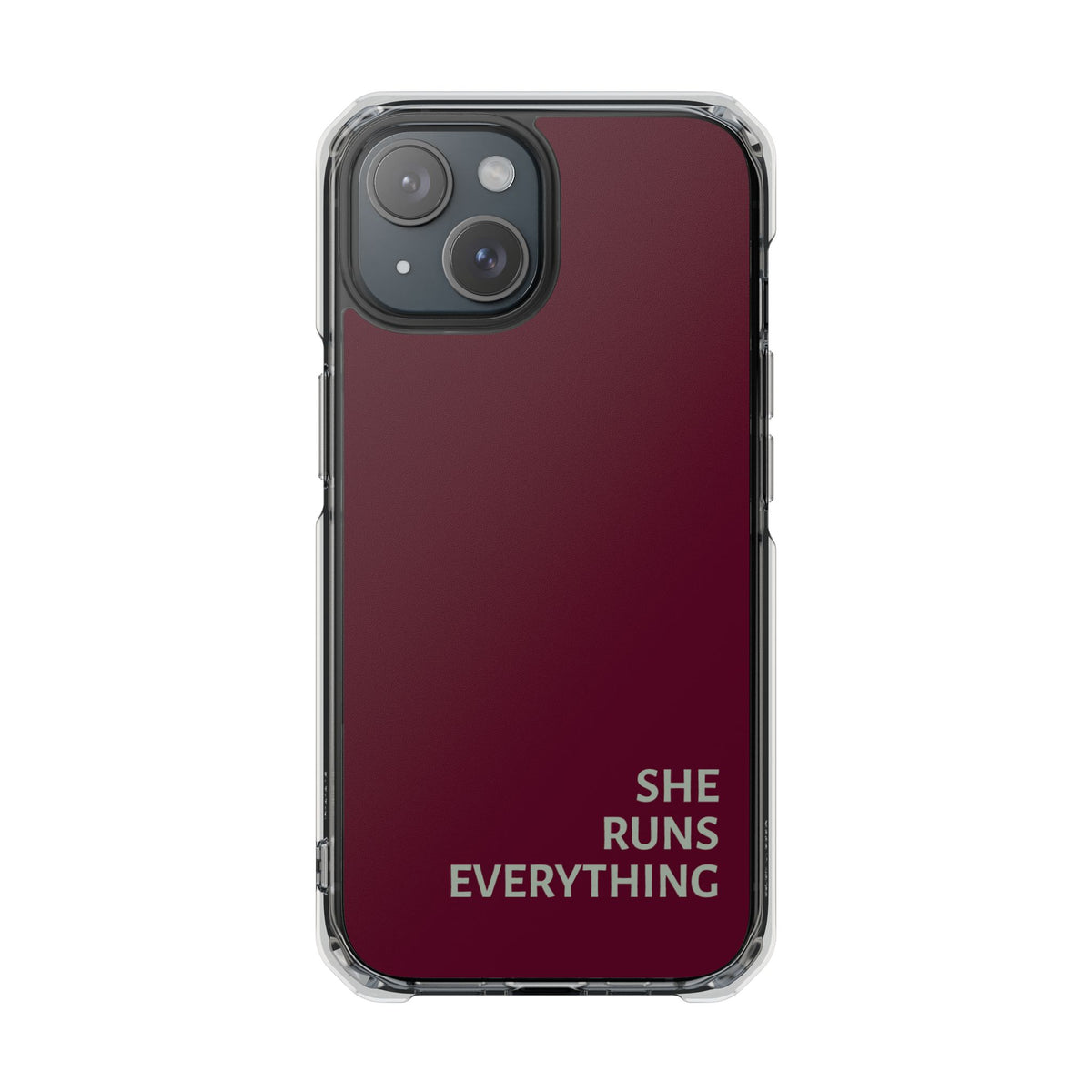 SHE RUNS EVERYTHING Burgundy Phone Case, iPhone 14 15 16 17
